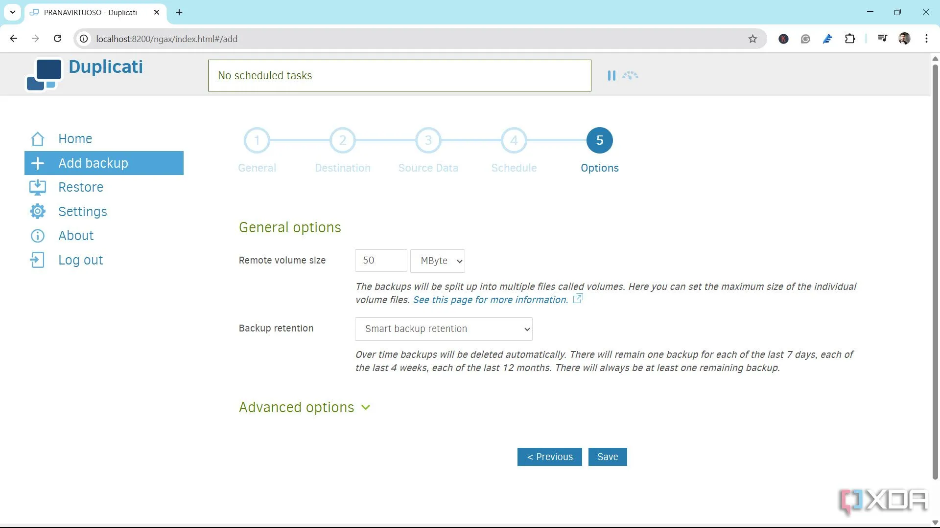 Chọn chính sách giữ lại bản sao lưu thông minh (Smart Backup Retention)