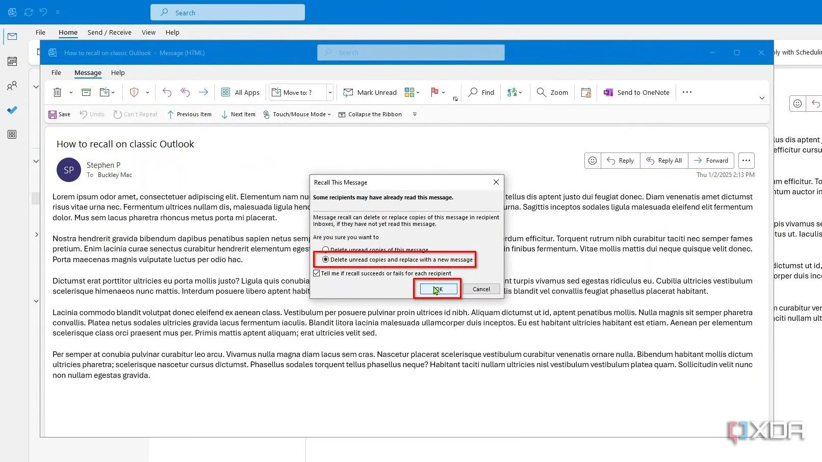 Chọn tùy chọn thay thế email để mở cửa sổ soạn thư mới trong Outlook