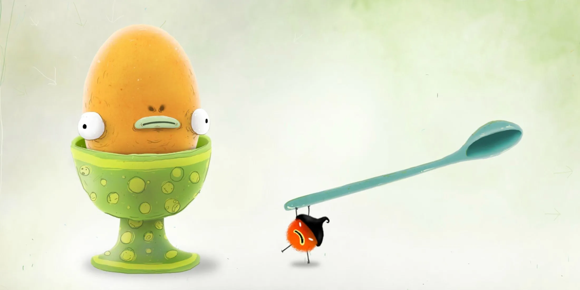 Chuchel tương tác với môi trường và các nhân vật phụ hài hước trong game