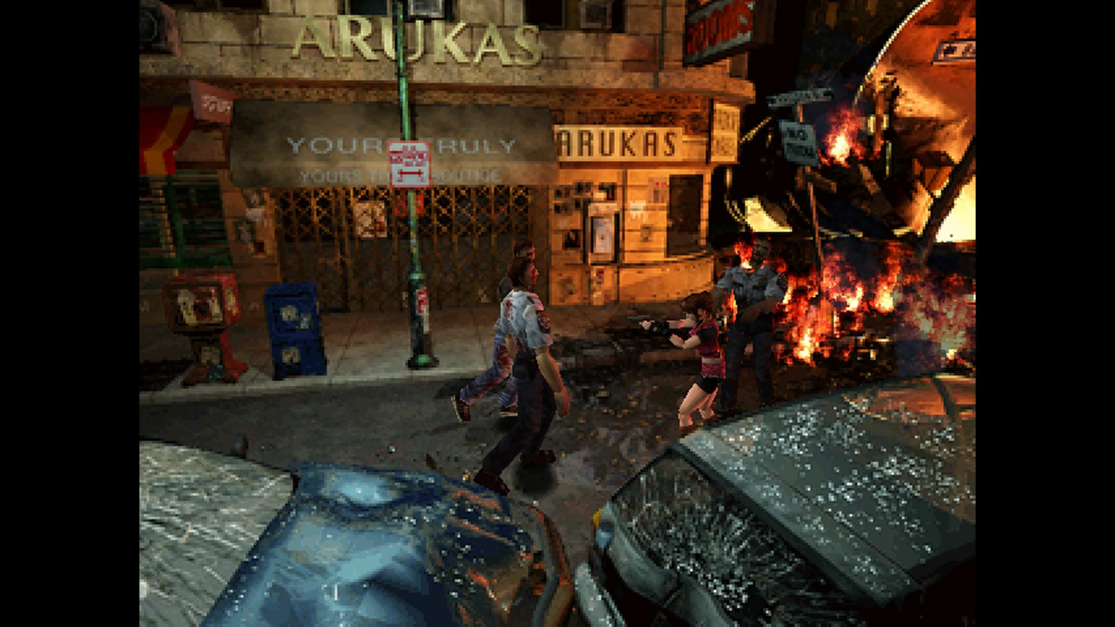 Claire Redfield đối mặt với zombie trong Resident Evil 2 phiên bản PS1