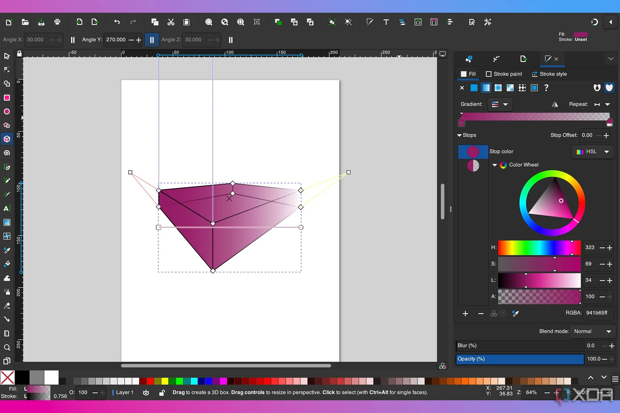 Công cụ hình khối 3D trong Inkscape giúp vẽ kỹ thuật chính xác
