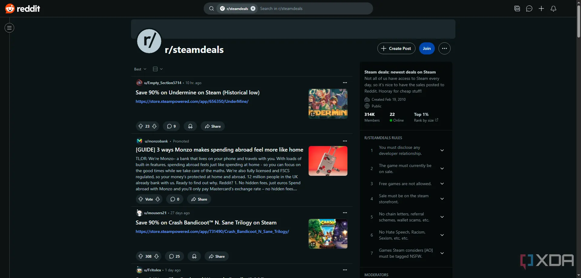 Cộng đồng Reddit r/SteamDeals giúp game thủ săn game giá rẻ trên Steam