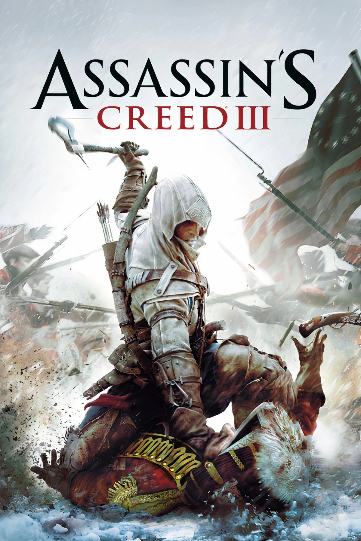 Connor thực hiện đòn kết liễu bằng rìu trong Assassin's Creed III, thể hiện sự tàn bạo và tính dứt khoát trong cơ chế chiến đấu của game.