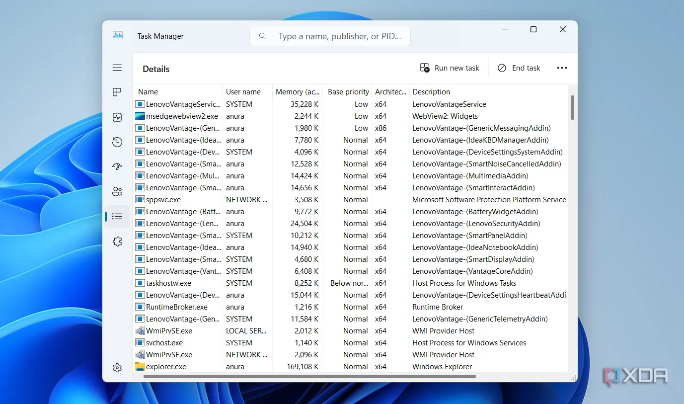 Cột Base Priority trong Task Manager thể hiện mức độ ưu tiên tài nguyên của từng tiến trình.