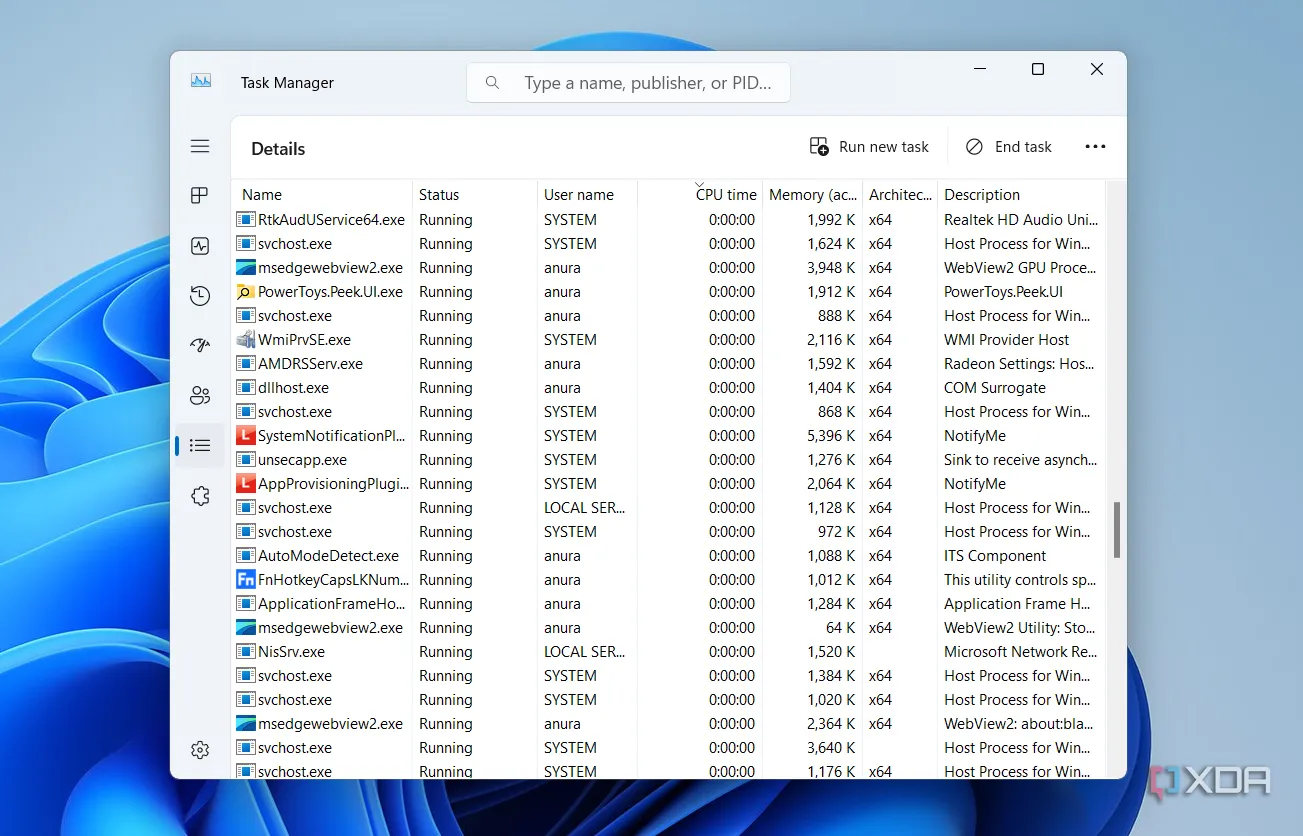 Cột CPU Time trong Task Manager cho biết tổng thời gian xử lý mà một tiến trình đã tiêu thụ.