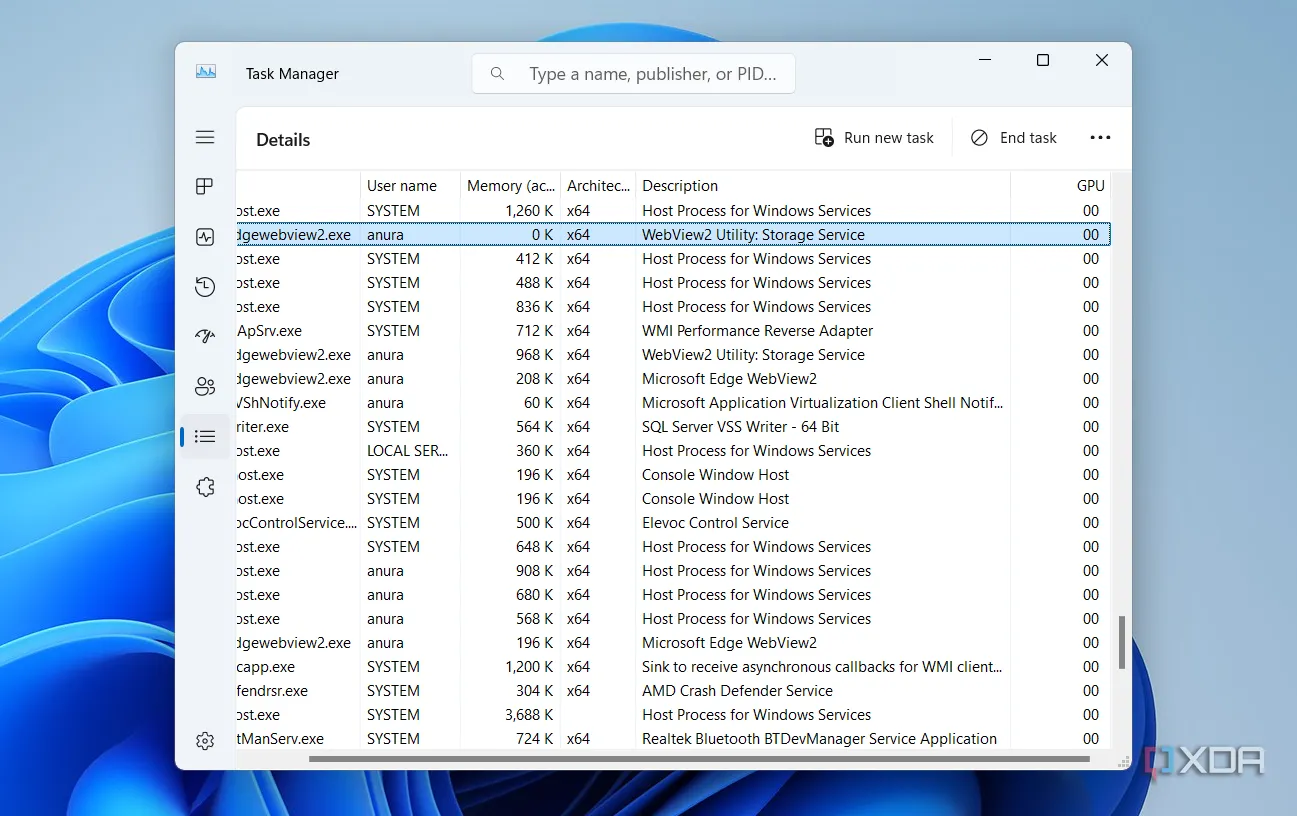 Cột GPU trong Task Manager hiển thị phần trăm sử dụng bộ xử lý đồ họa của từng ứng dụng.