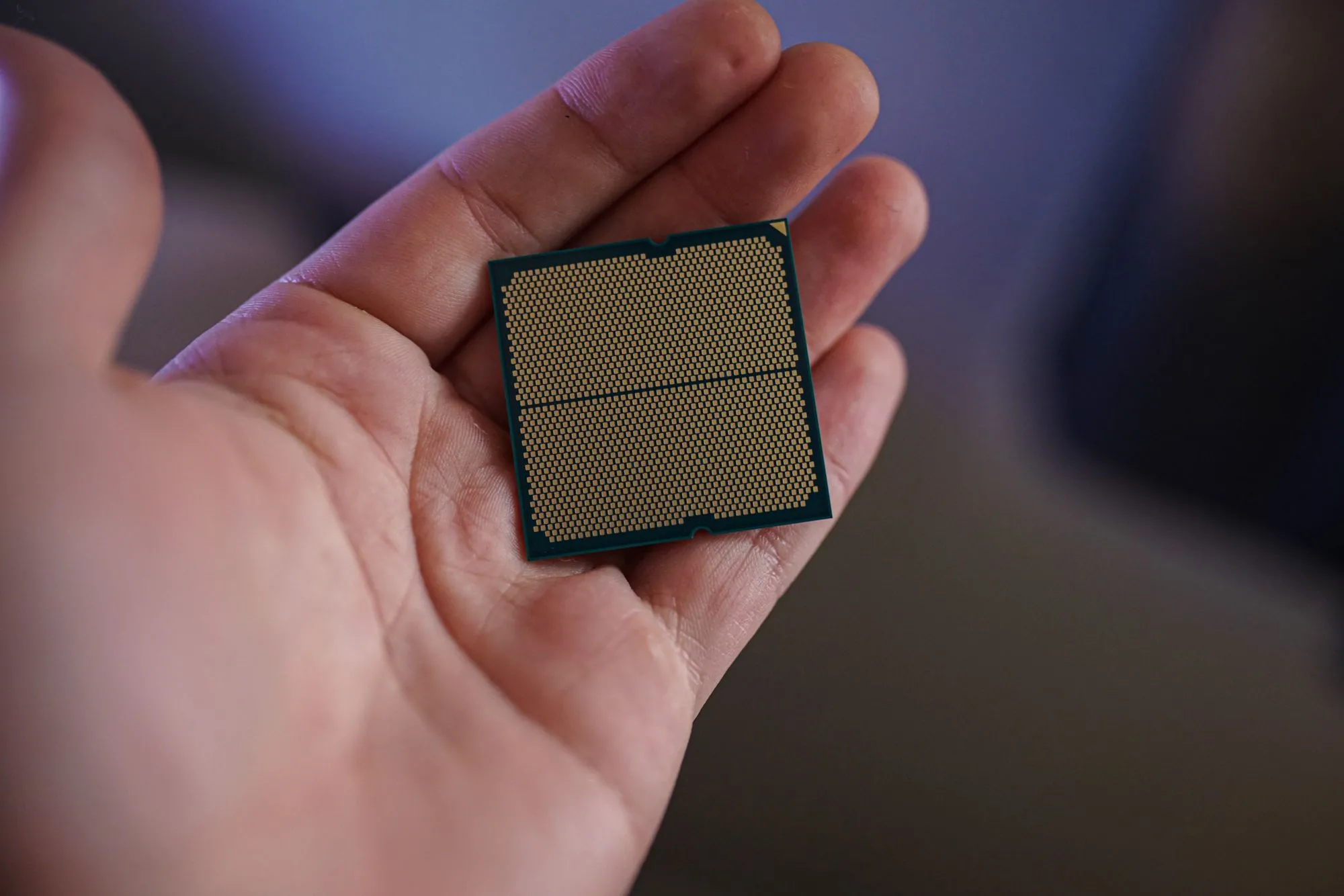 CPU AMD Ryzen 9 9950X3D được lắp đặt trên bo mạch chủ, biểu tượng cho sức mạnh xử lý