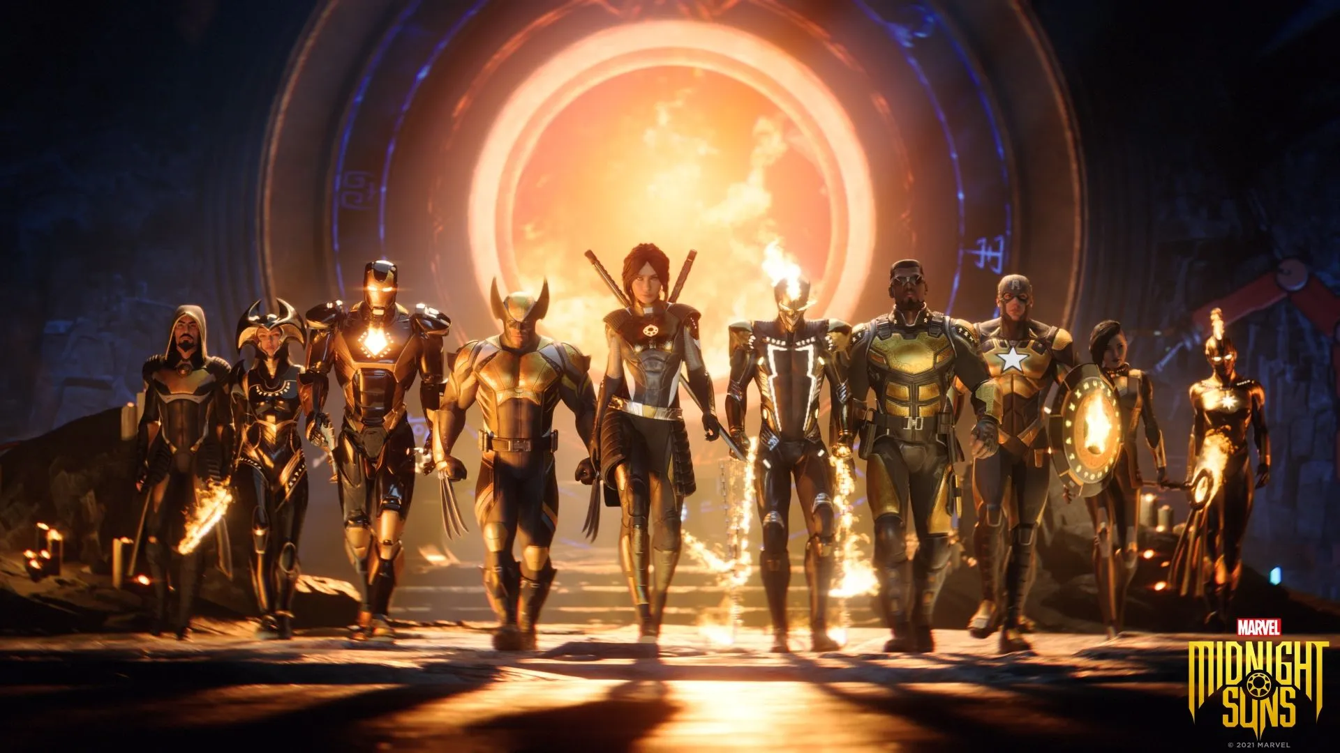 Dàn anh hùng đa dạng trong game Marvel's Midnight Suns bao gồm Iron Man, Captain America và Wolverine