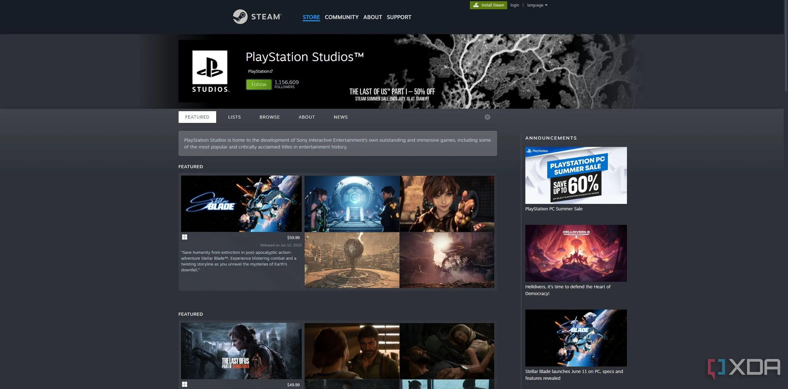 Danh sách các tựa game của PlayStation Studios có mặt trên nền tảng Steam, minh họa sự hiện diện của game PS trên PC