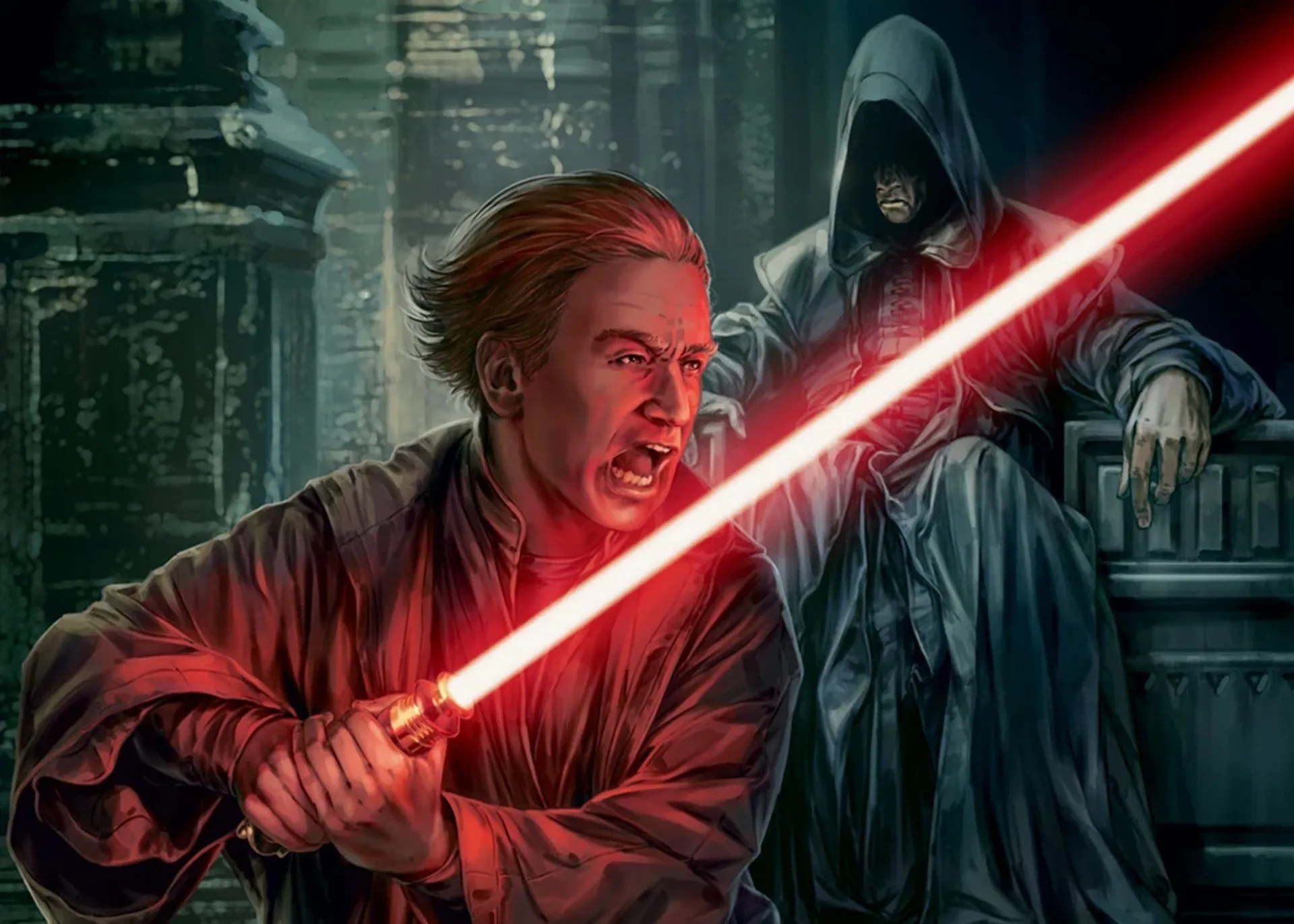 Darth Plagueis huấn luyện Emperor Palpatine, trích từ sách Jedi vs. Sith: The Essential Guide to the Force.