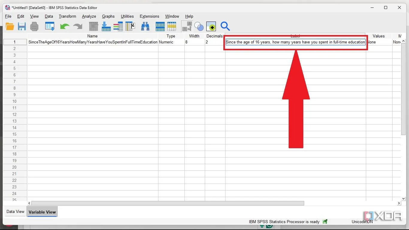 Đặt nhãn (Label) cho biến để mô tả câu hỏi đầy đủ trong SPSS