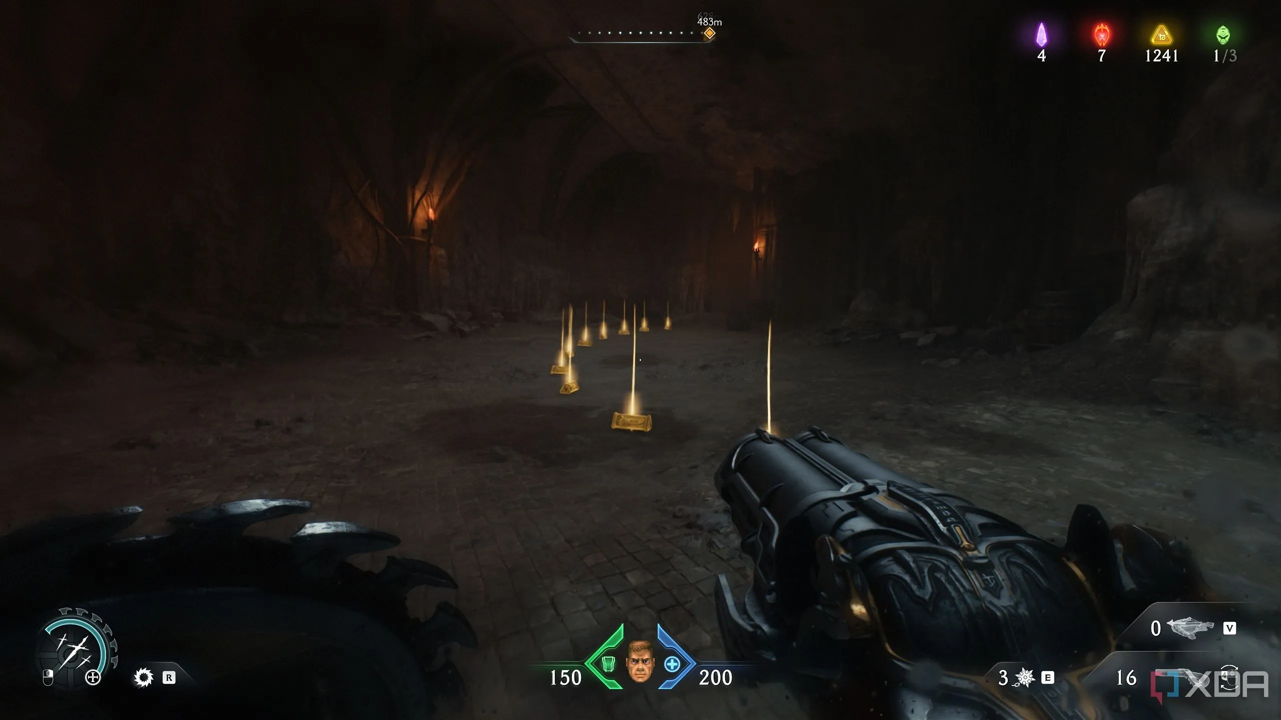 Dấu vết vàng dưới nước sau đoạn bơi trong Chapter 20 Doom The Dark Ages.