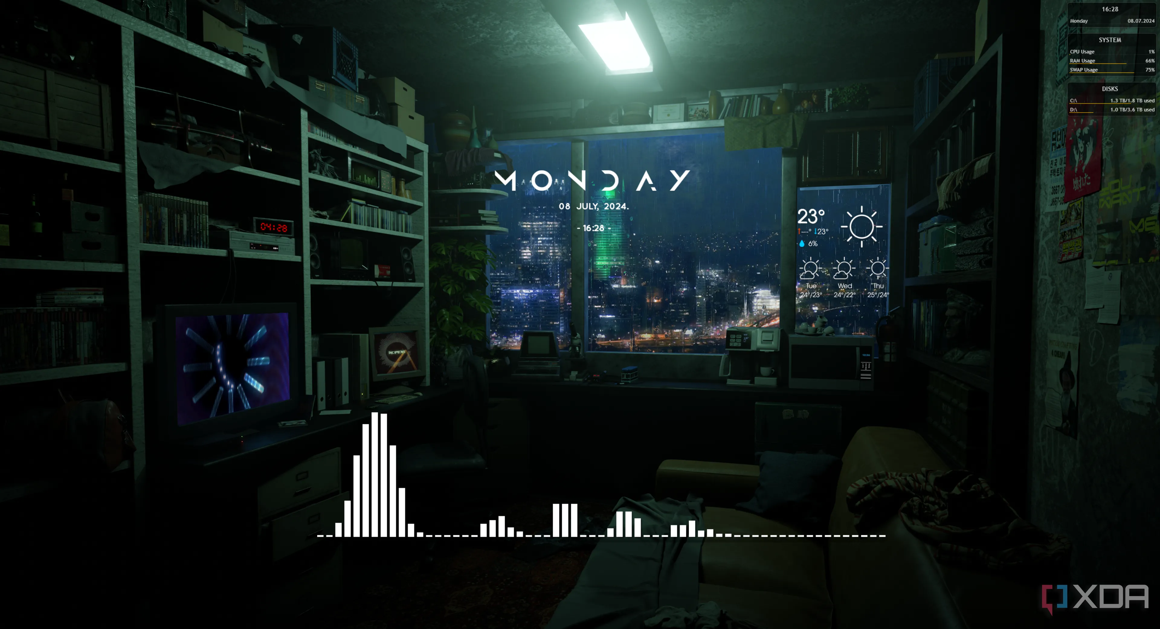 Desktop Windows tùy chỉnh với các widget và tính năng từ Rainmeter plugin
