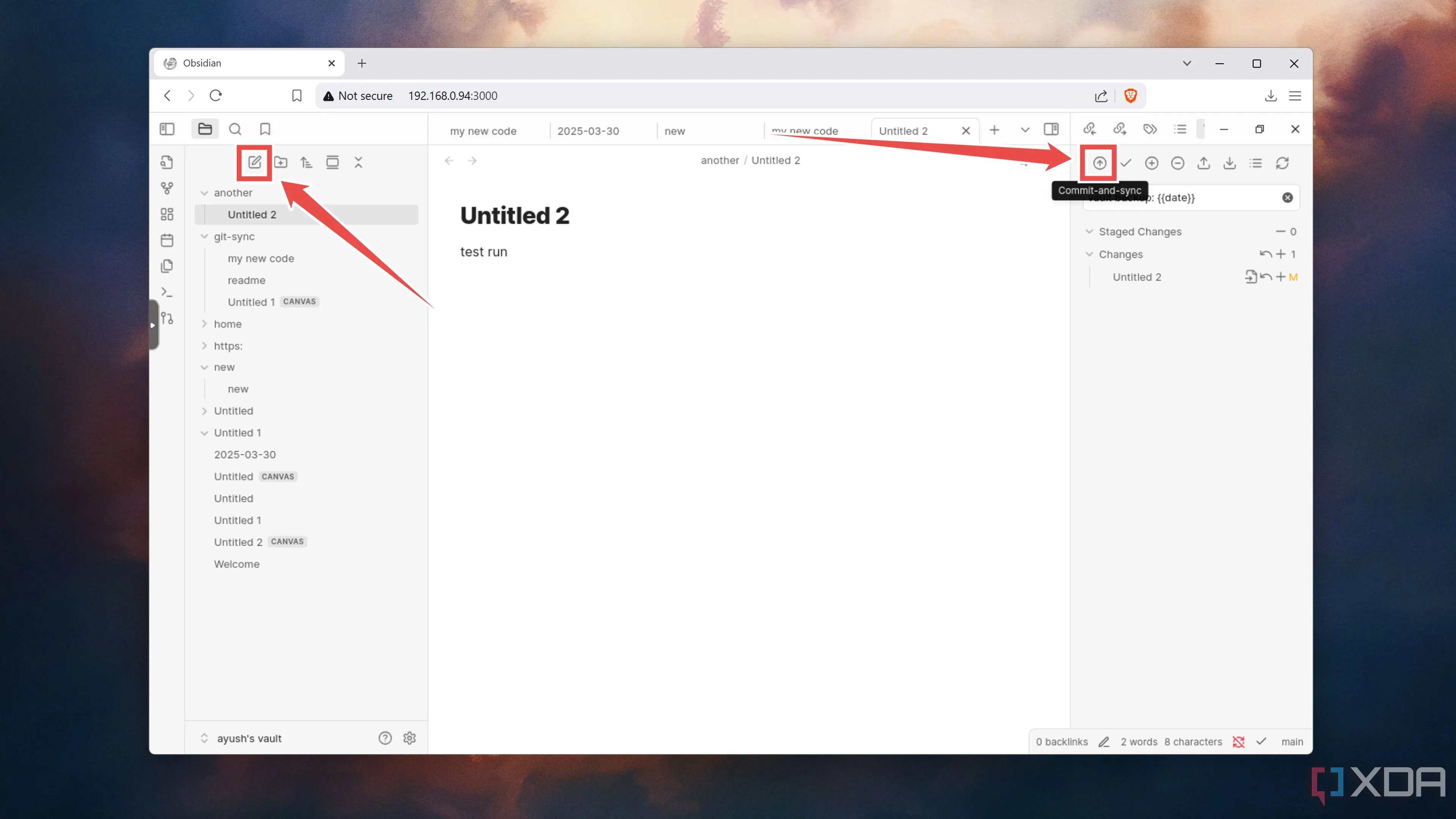 Đồng bộ hóa ghi chú Obsidian với kho GitHub bằng nút Commit and Sync