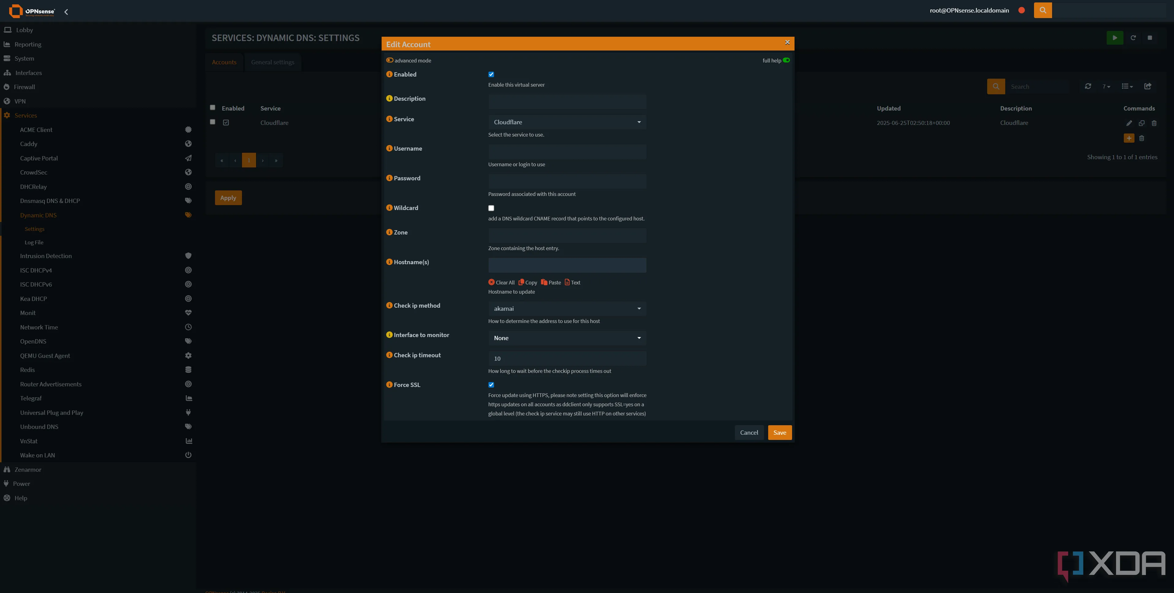 Dynamic DNS trong OPNsense