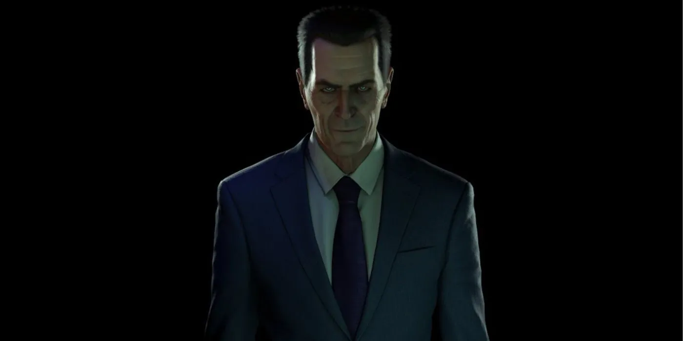 G-Man từ Half-Life: Alyx, tượng trưng cho trải nghiệm đồ họa công nghệ cao, đòi hỏi cấu hình mạnh và công nghệ DLSS để đạt hiệu suất tối ưu