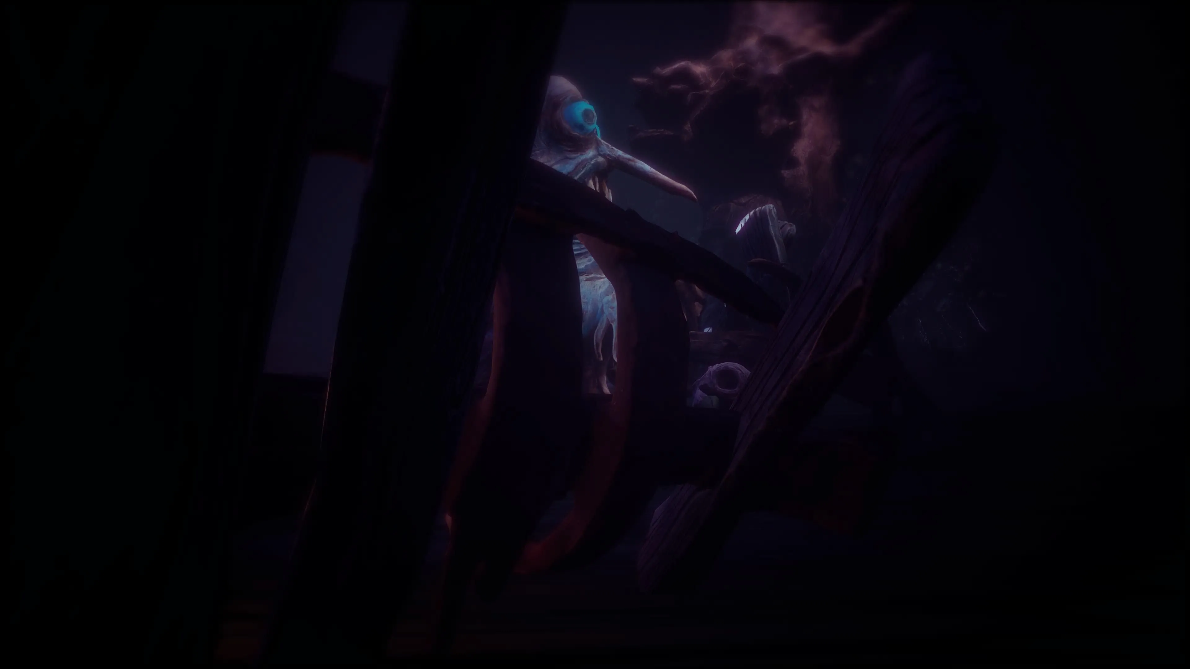 Gameplay lén lút trong The Midnight Walk, nhân vật ẩn nấp
