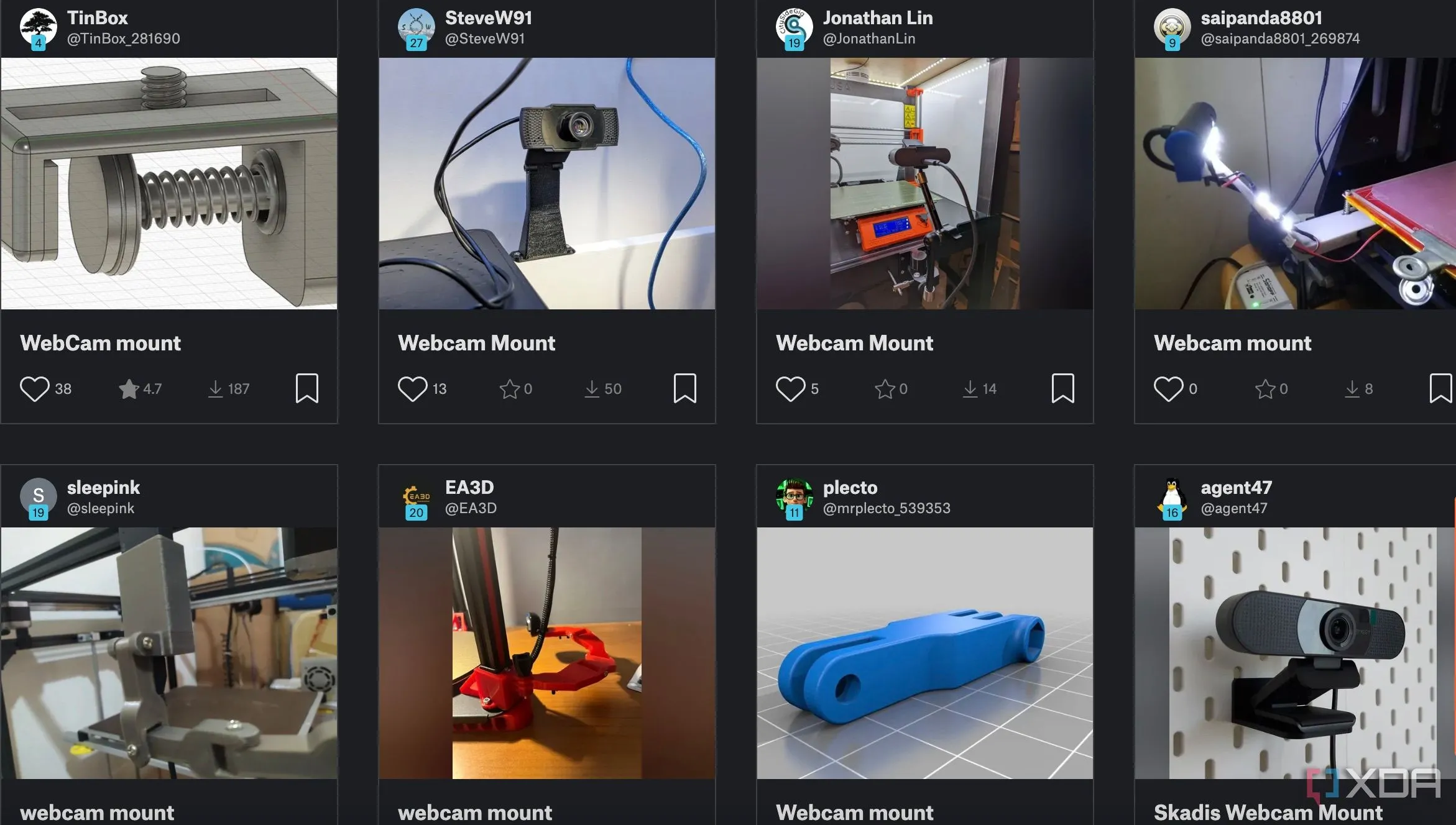 Giá đỡ webcam gắn máy in 3D