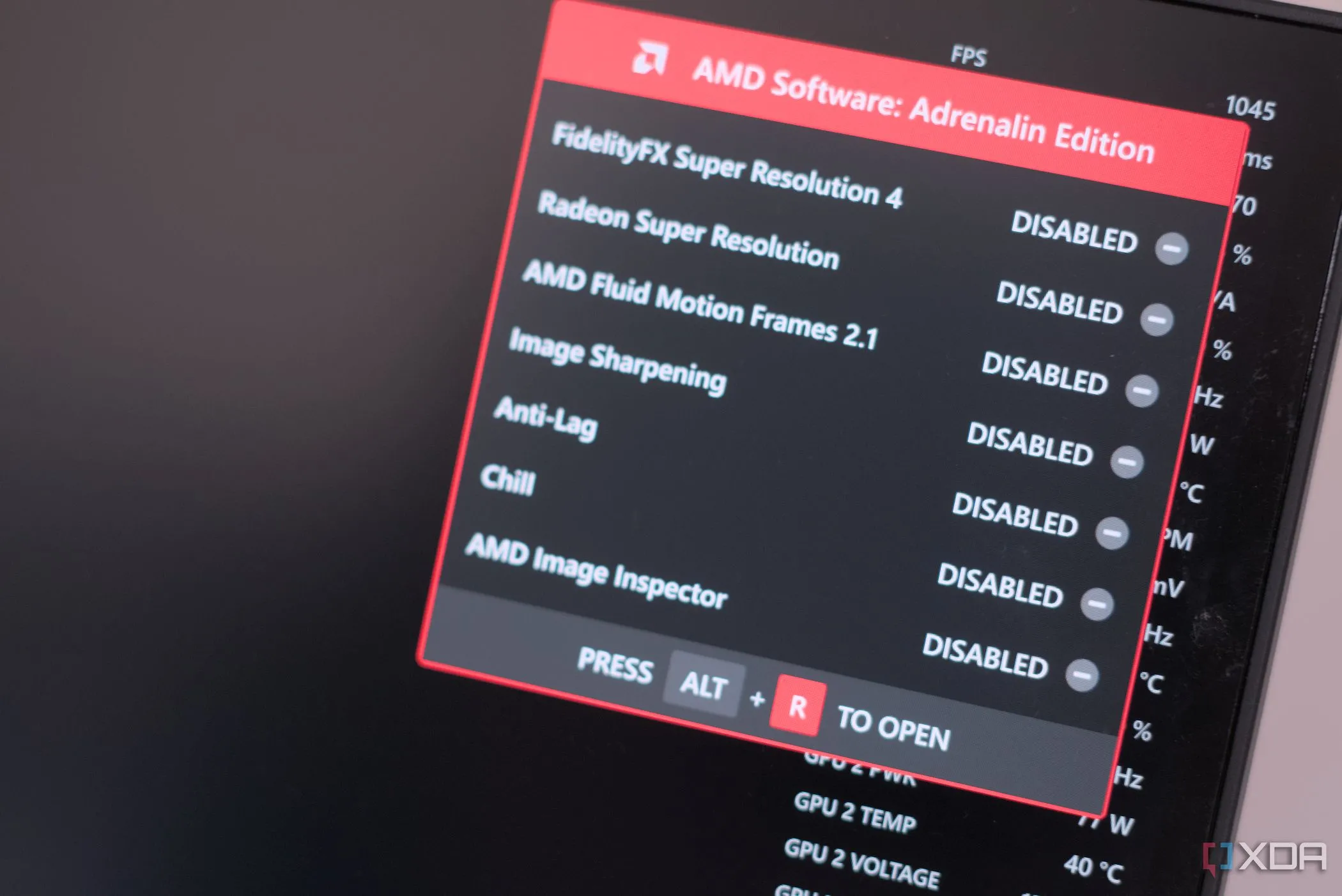 Giao diện bật lên của AMD FSR 4 trong game