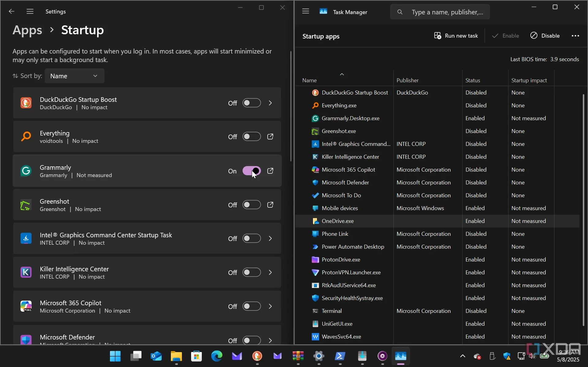 Giao diện cài đặt hoặc Task Manager hiển thị cách vô hiệu hóa các ứng dụng khởi động cùng Windows