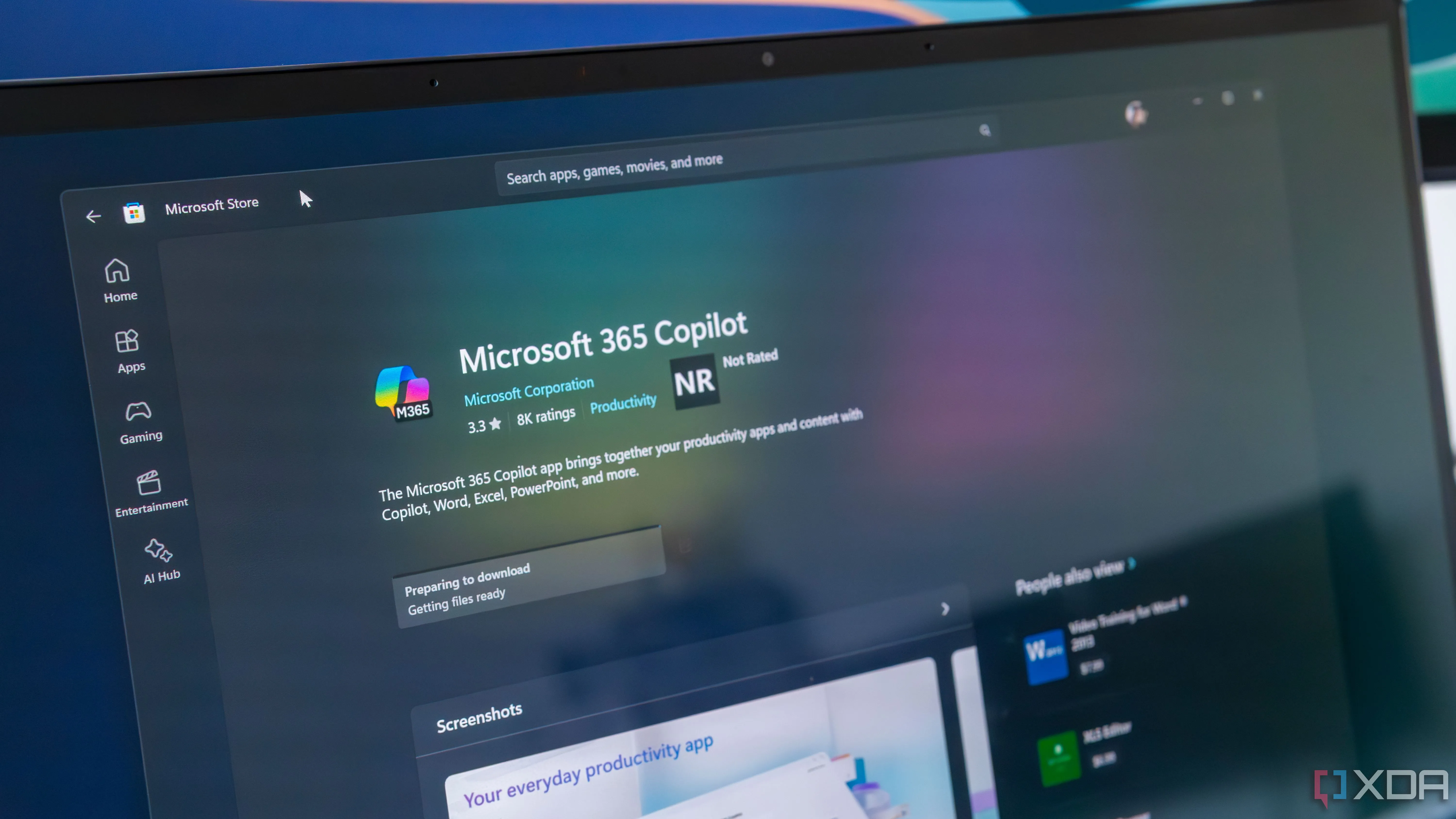 Giao diện chi tiết của Copilot Microsoft 365 trên Microsoft Store, hiển thị các tính năng và mô tả