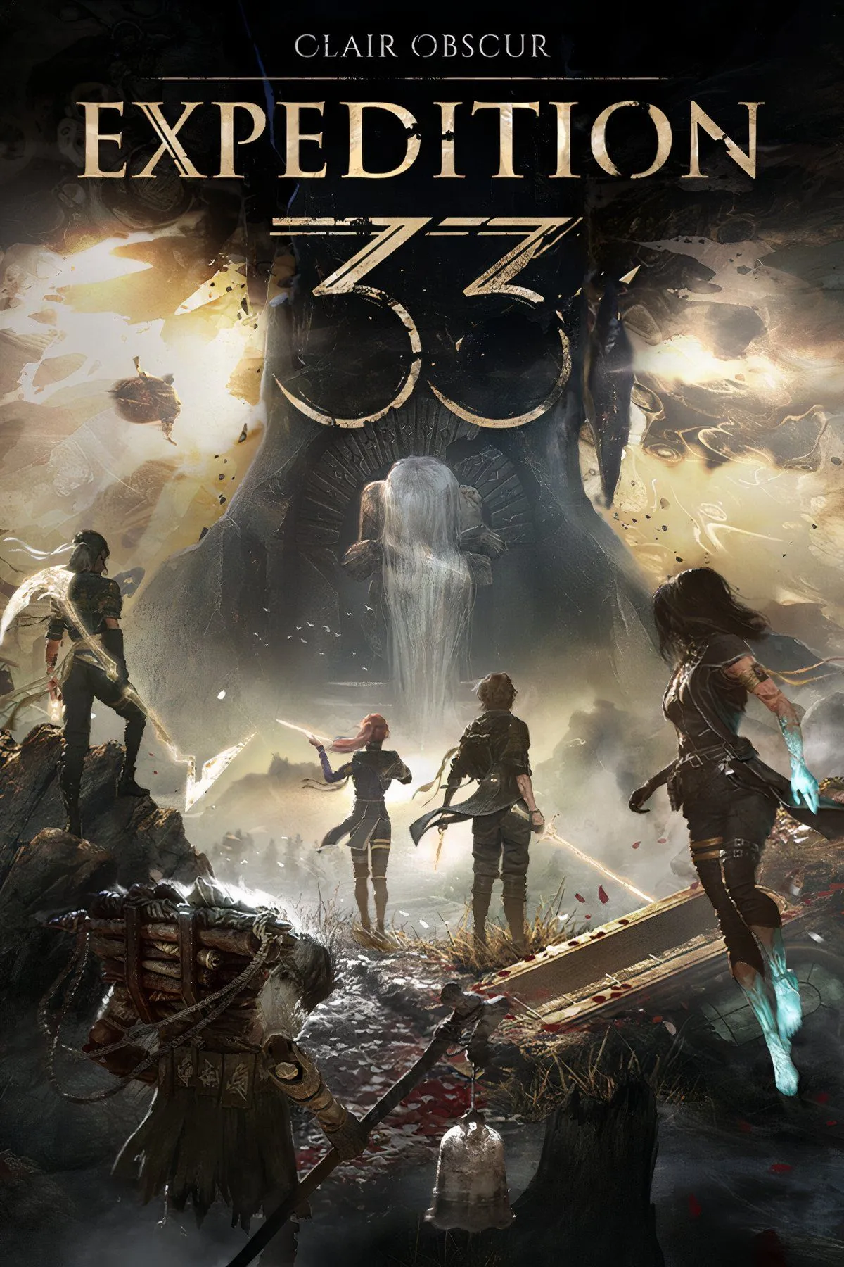 Giao diện chiến đấu của game Clair Obscur Expedition 33 với các nhân vật và hiệu ứng kỹ năng đặc trưng