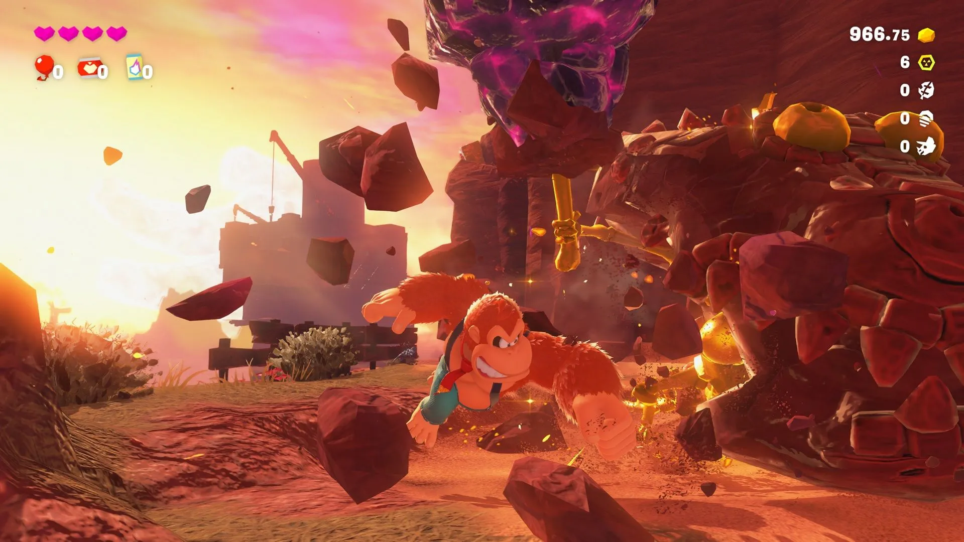 Giao diện chính của Donkey Kong Bananza trên Nintendo Switch 2, thể hiện đồ họa thế hệ mới