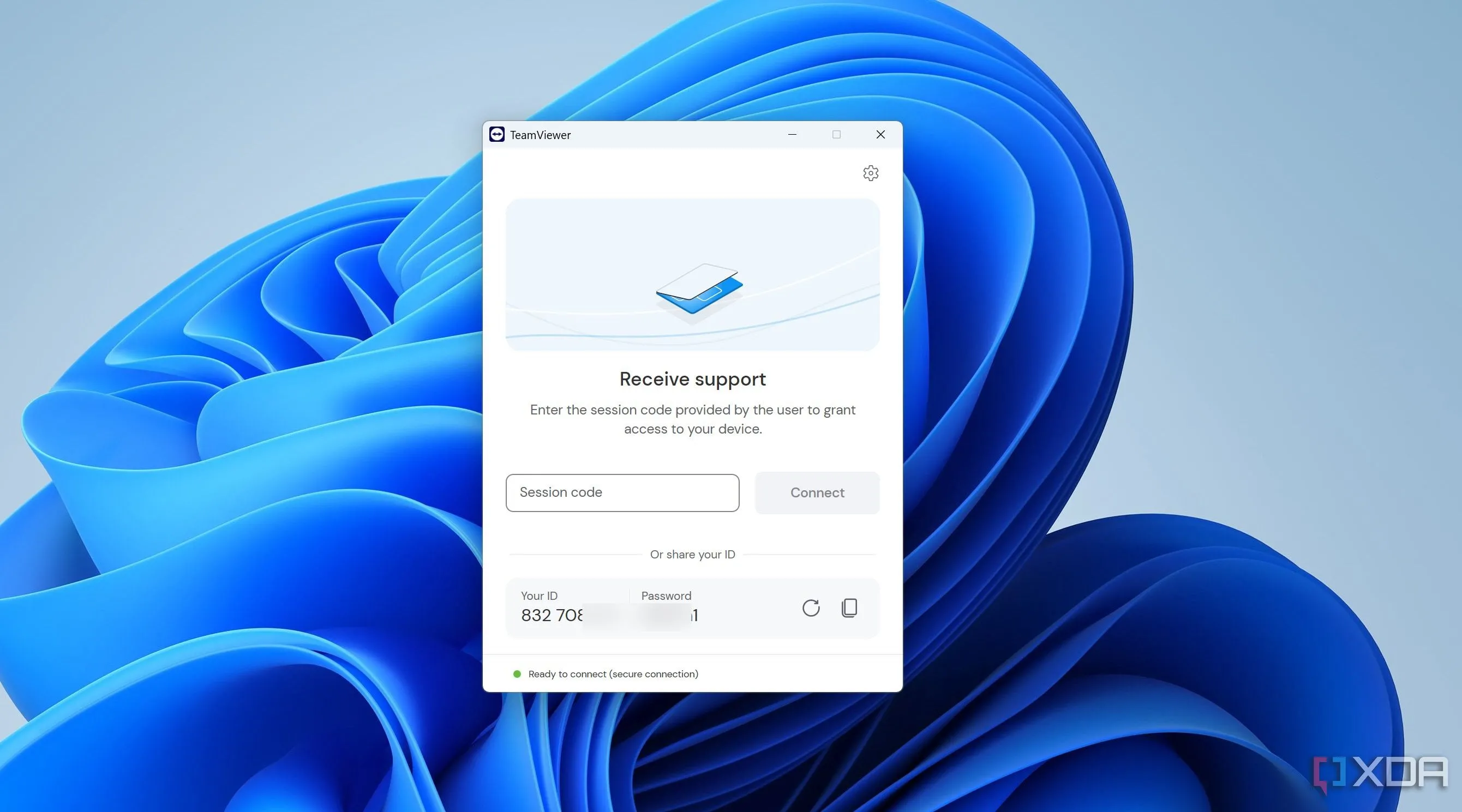 Giao diện chính TeamViewer đang hoạt động và gặp vấn đề hiệu suất