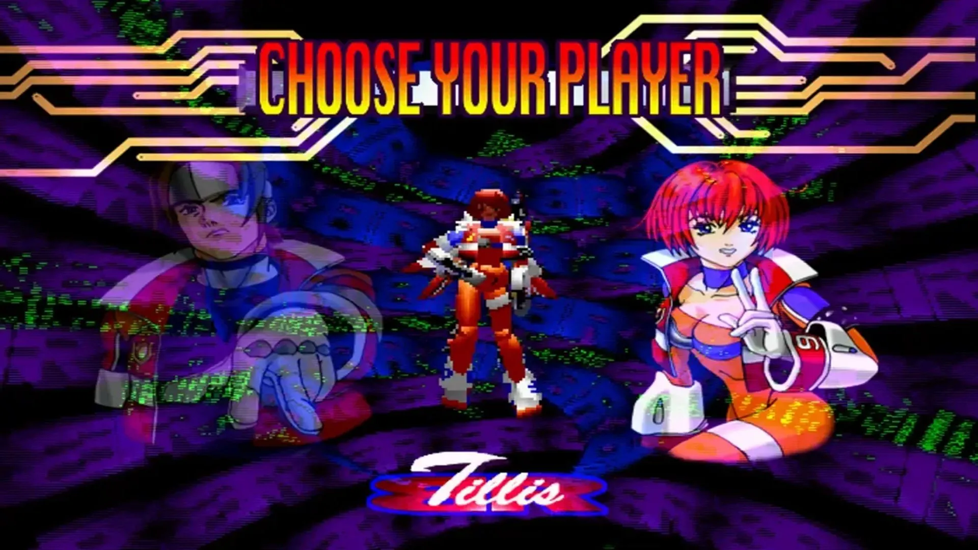 Giao diện chọn nhân vật của đội lính cứu hỏa dũng cảm trong Burning Rangers trên Sega Saturn