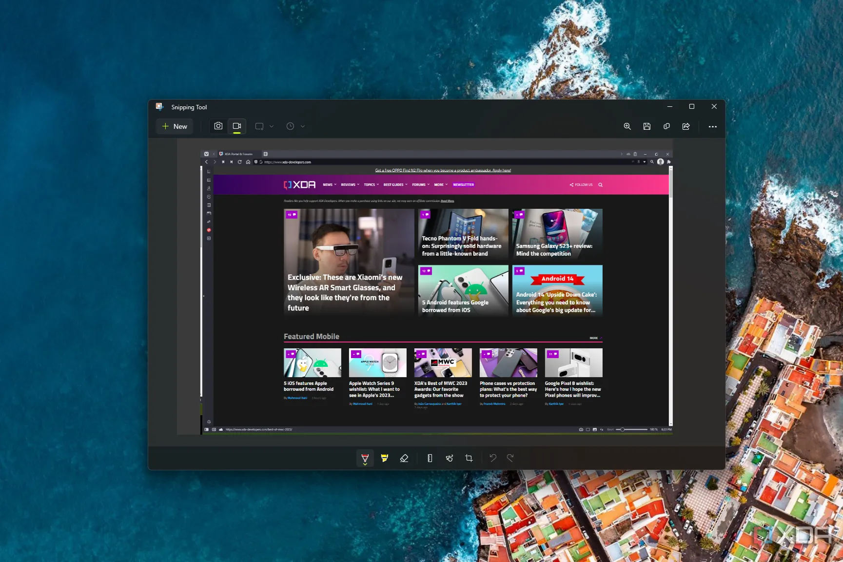Giao diện công cụ Snipping Tool mặc định trên Windows 11