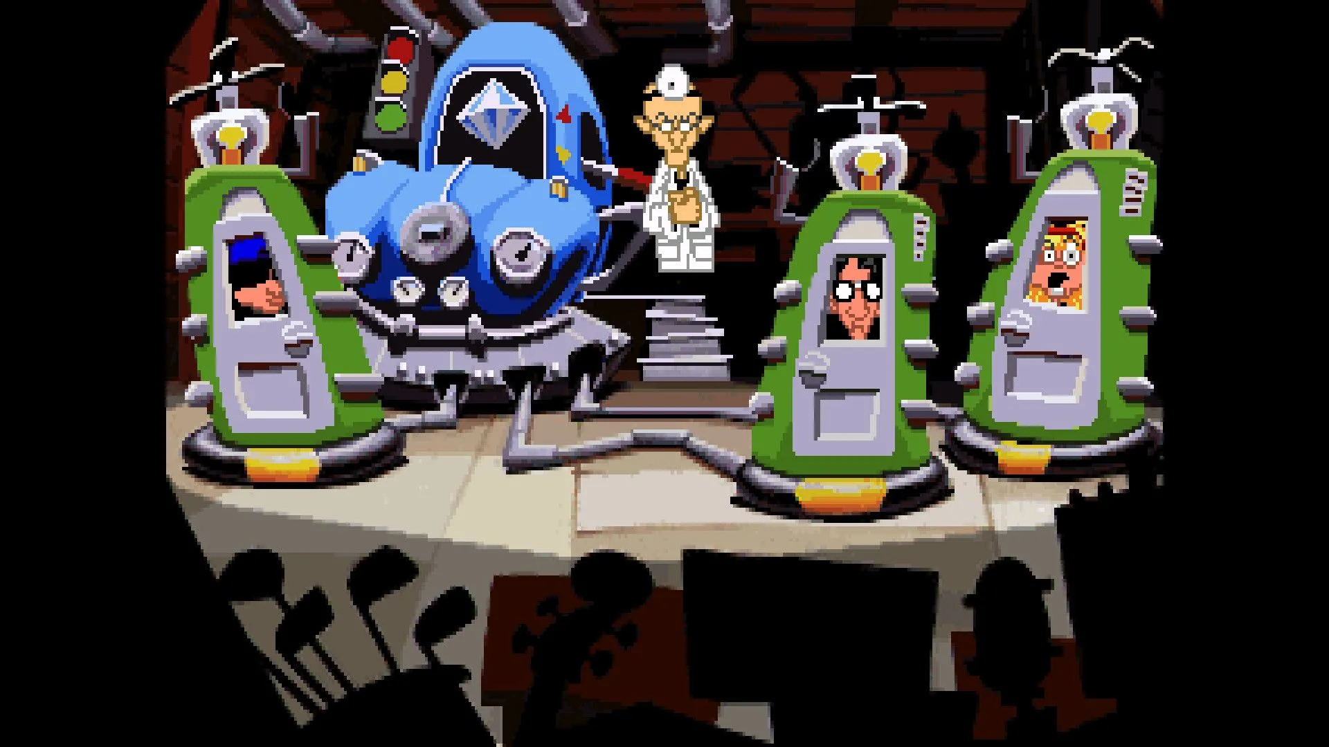 Giao diện game phiêu lưu Day of the Tentacle với các nhân vật hoạt hình