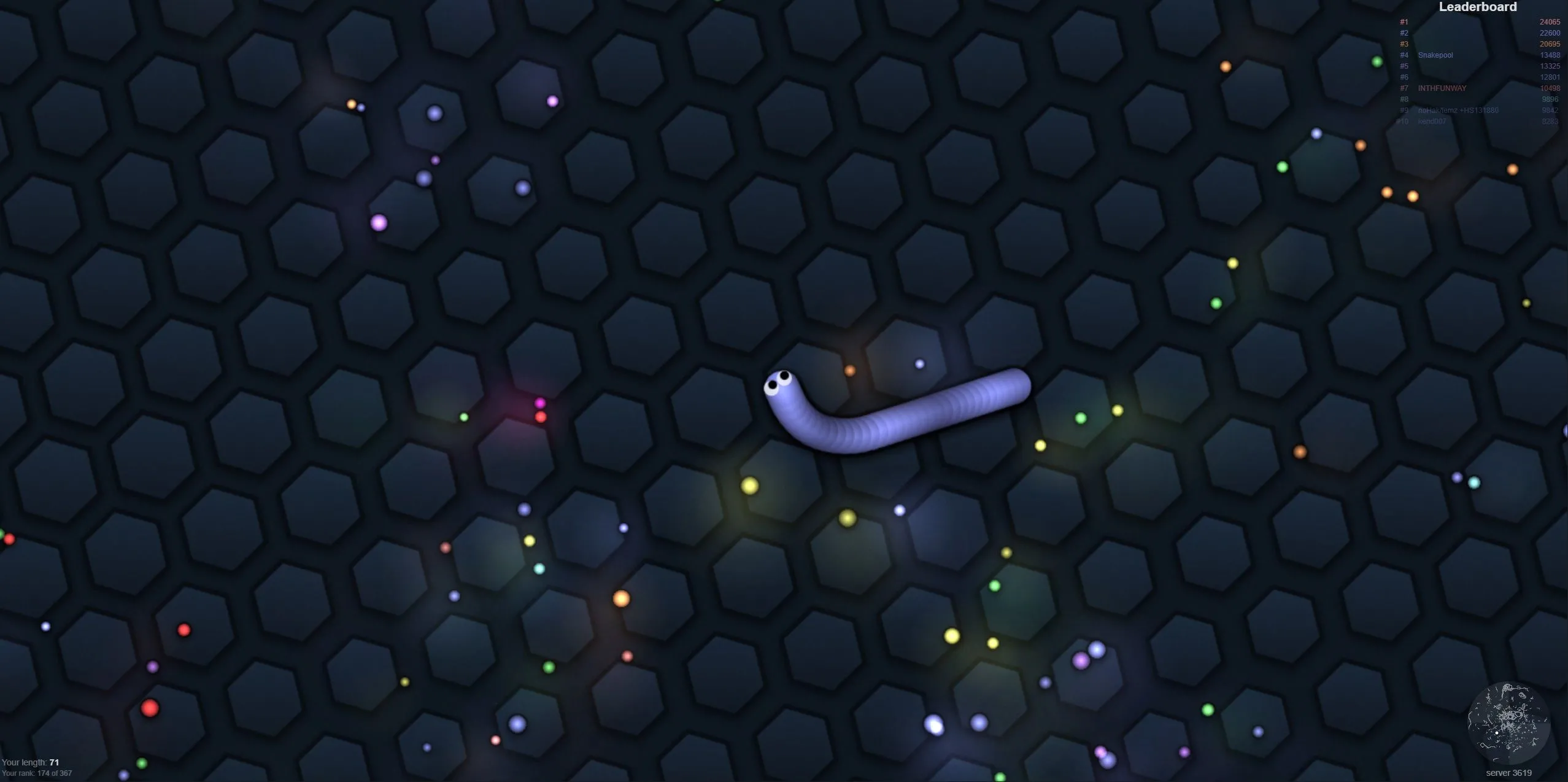 Giao diện game Slither.io, trò chơi rắn săn mồi nhiều người chơi phổ biến