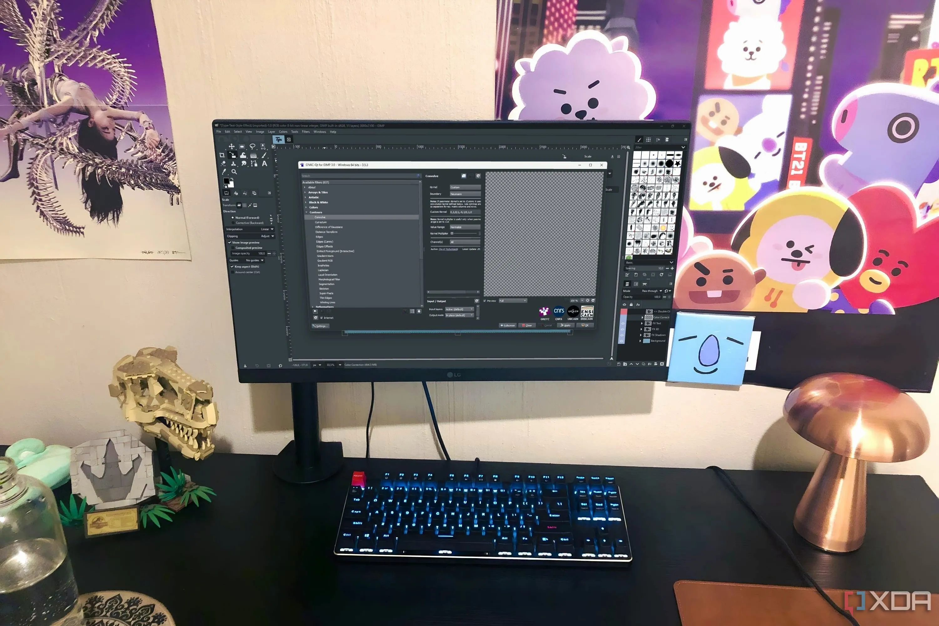 Giao diện GIMP GMIC hiển thị trên màn hình máy tính, tượng trưng cho các công cụ thay thế Adobe miễn phí