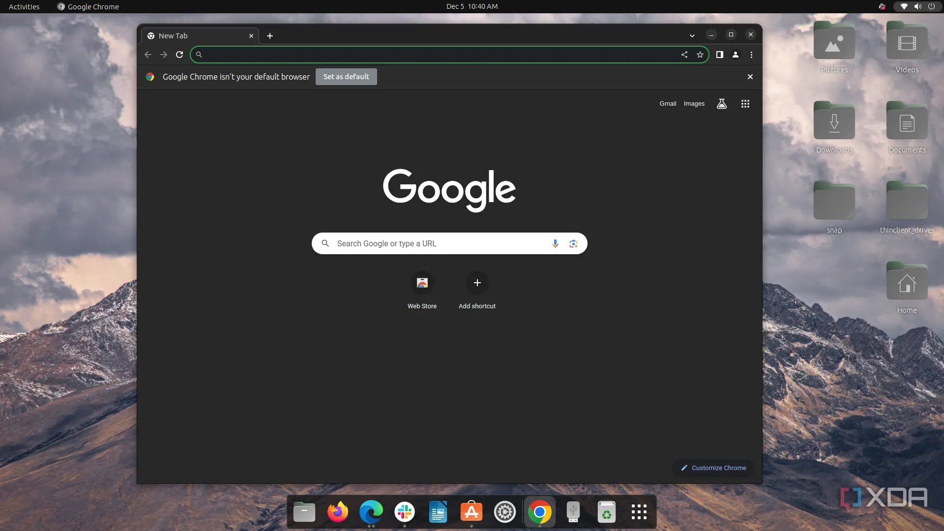 Giao diện Google Chrome trên Ubuntu với nhiều tab đang mở