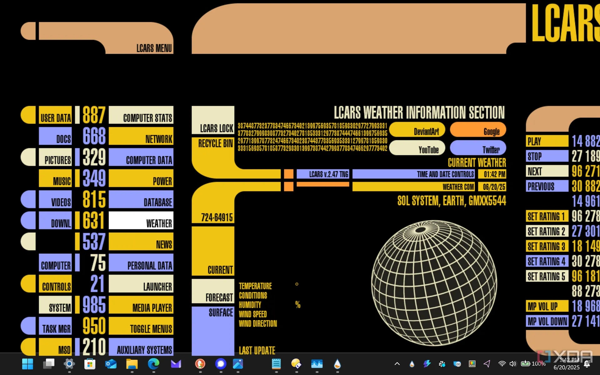 Giao diện LCARS Skin TNG