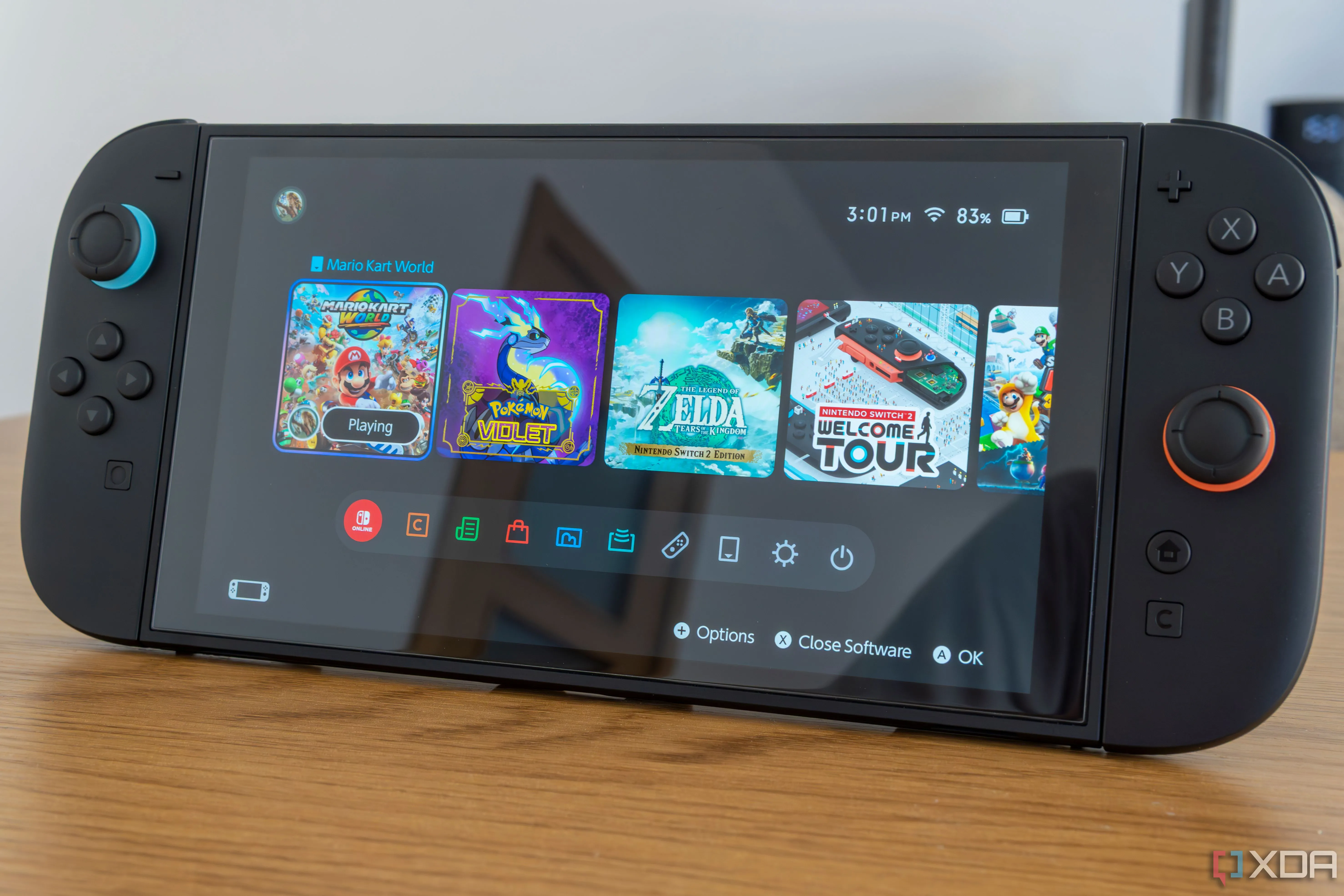 Giao diện màn hình chính của Nintendo Switch 2, cho thấy trải nghiệm người dùng mượt mà và hiệu năng cao ảnh hưởng đến các kỷ lục speedrun.