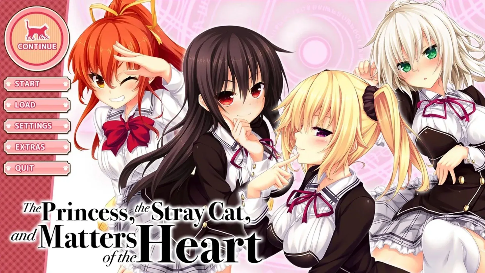 Giao diện menu chính của tựa visual novel người lớn Nora Princess And Stray Cat Heart, một trong những game PC hiếm và đắt giá nhất.