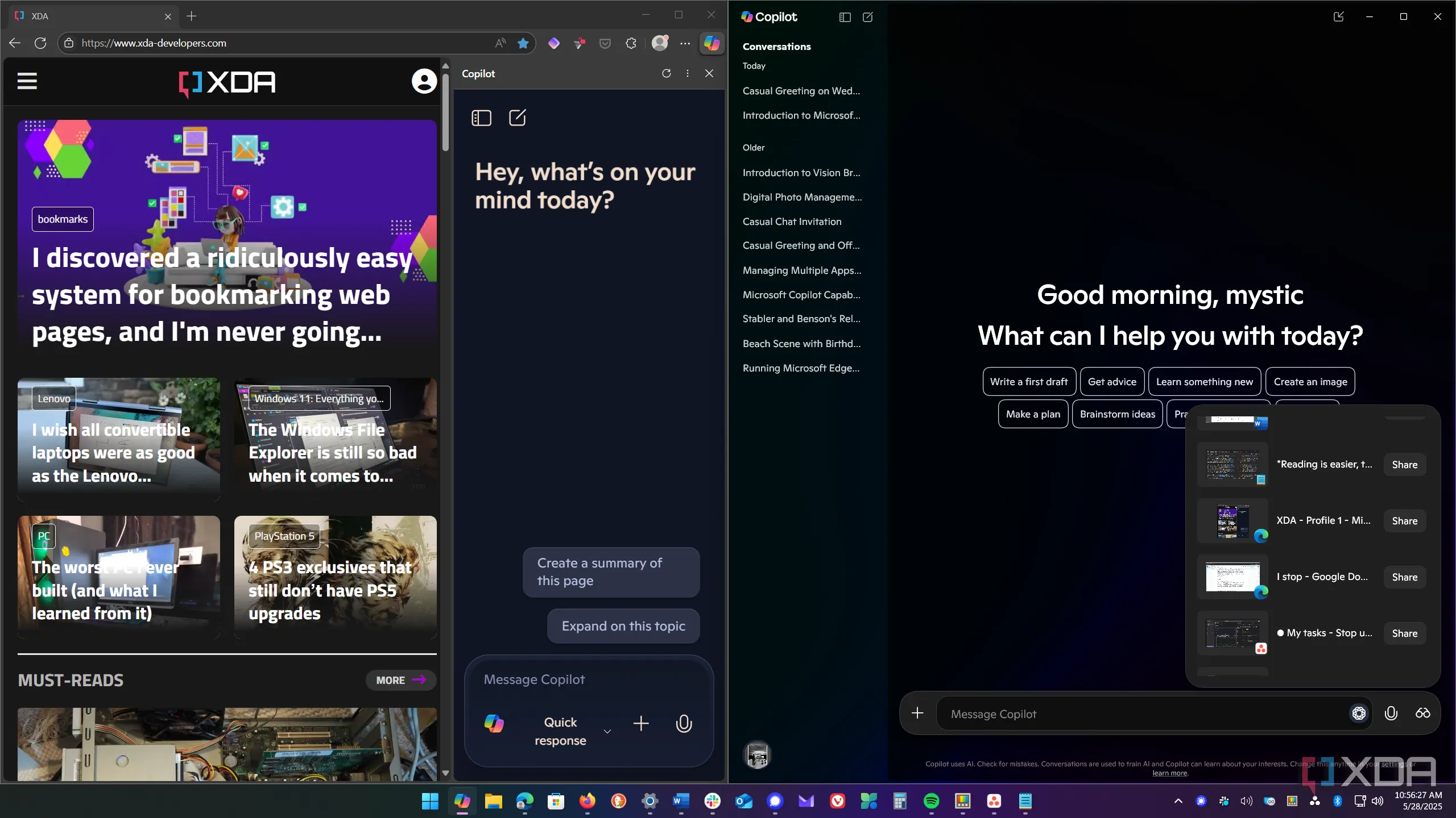 Giao diện Microsoft Copilot tích hợp sâu vào hệ điều hành Windows và trình duyệt Edge, gây lo ngại về quyền riêng tư.