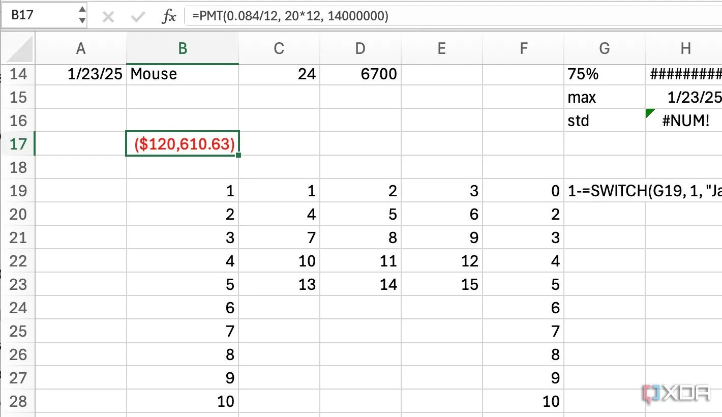 Giao diện minh họa hàm PMT giúp tính toán khoản trả góp trong Excel