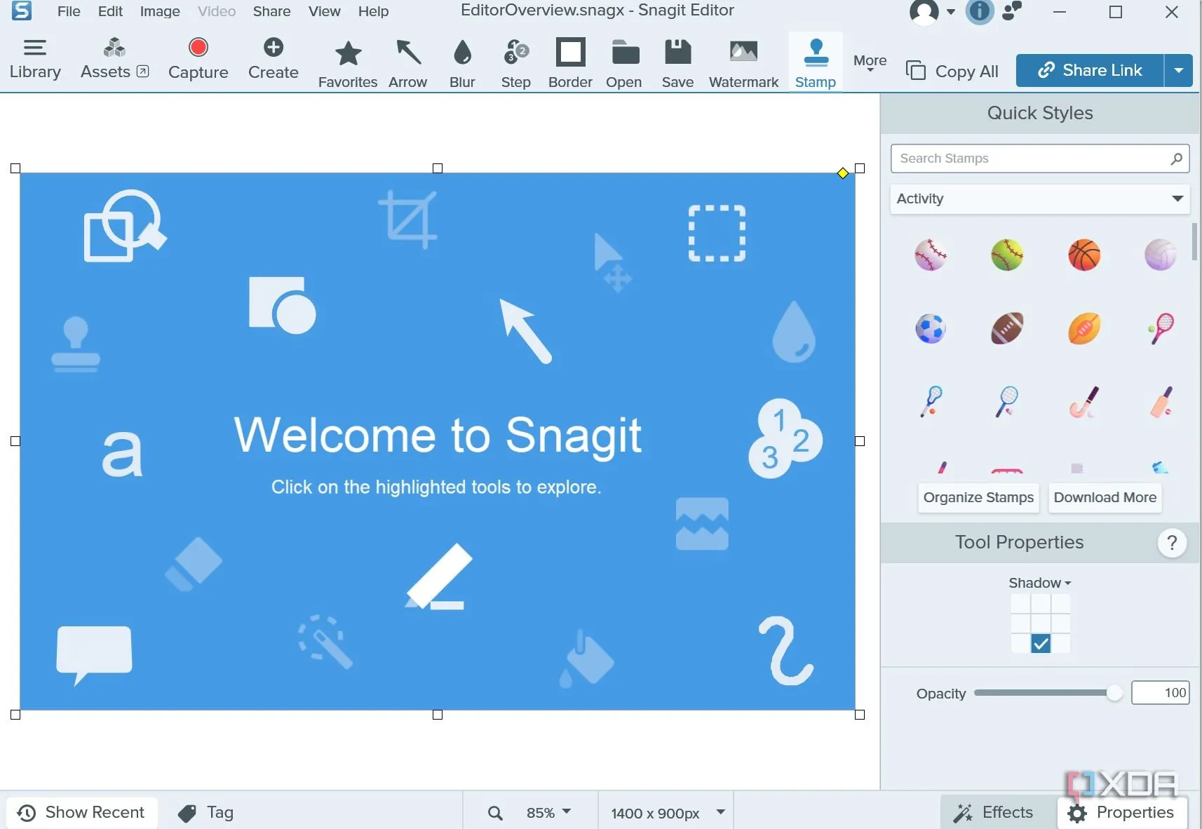 Giao diện người dùng trực quan và hiện đại của phần mềm Snagit