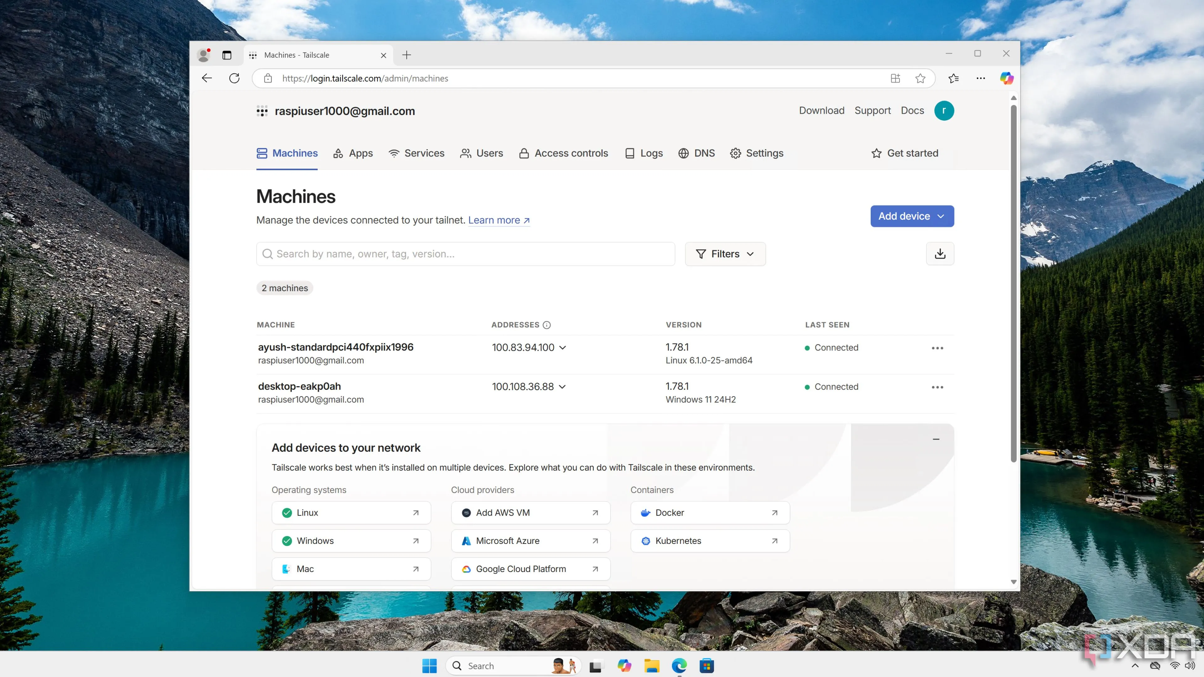 Giao diện người dùng web Tailscale