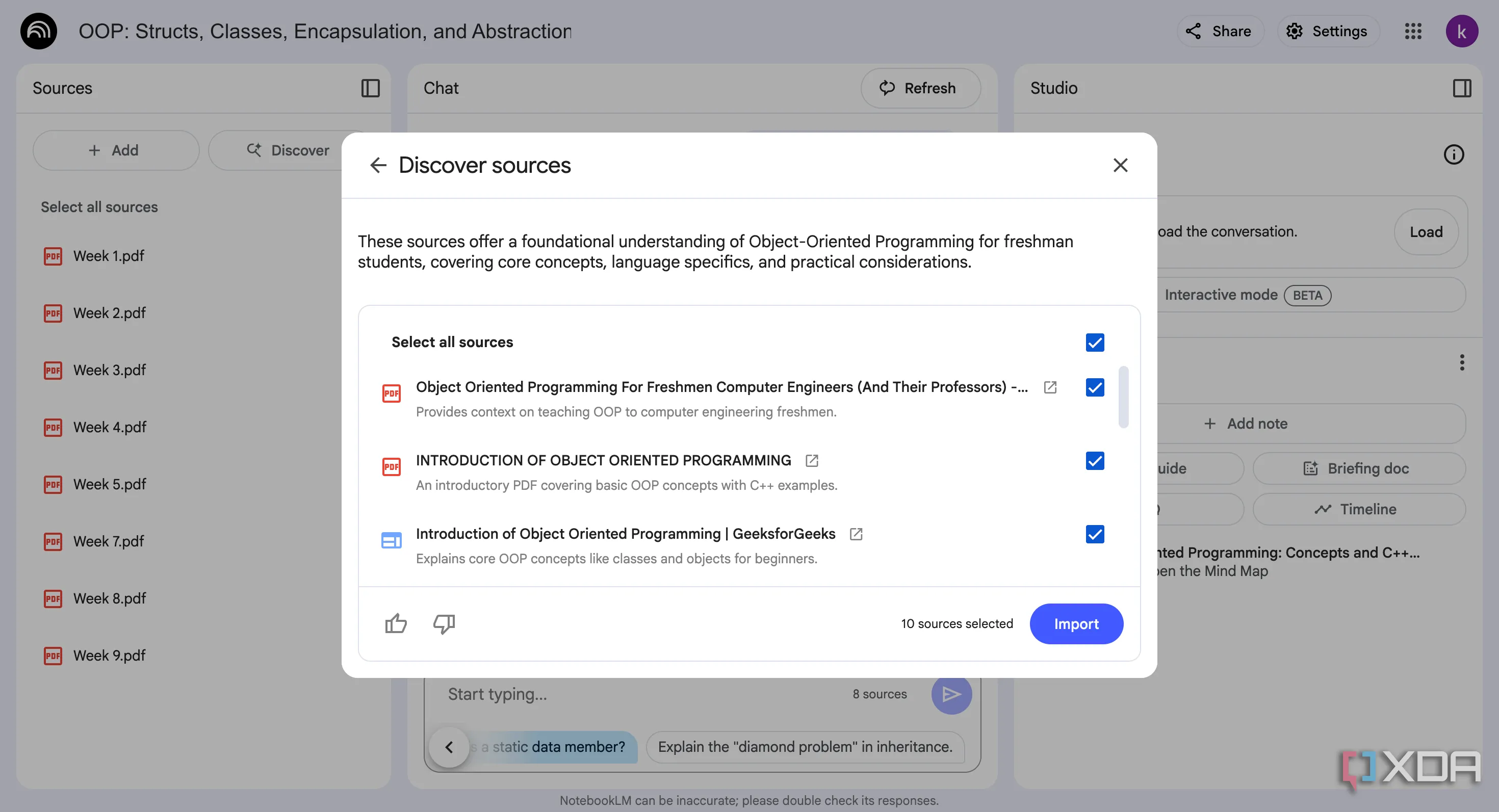 Giao diện NotebookLM với tính năng &quot;Discover Sources&quot; đang hoạt động, giúp người dùng tìm kiếm nguồn tài liệu
