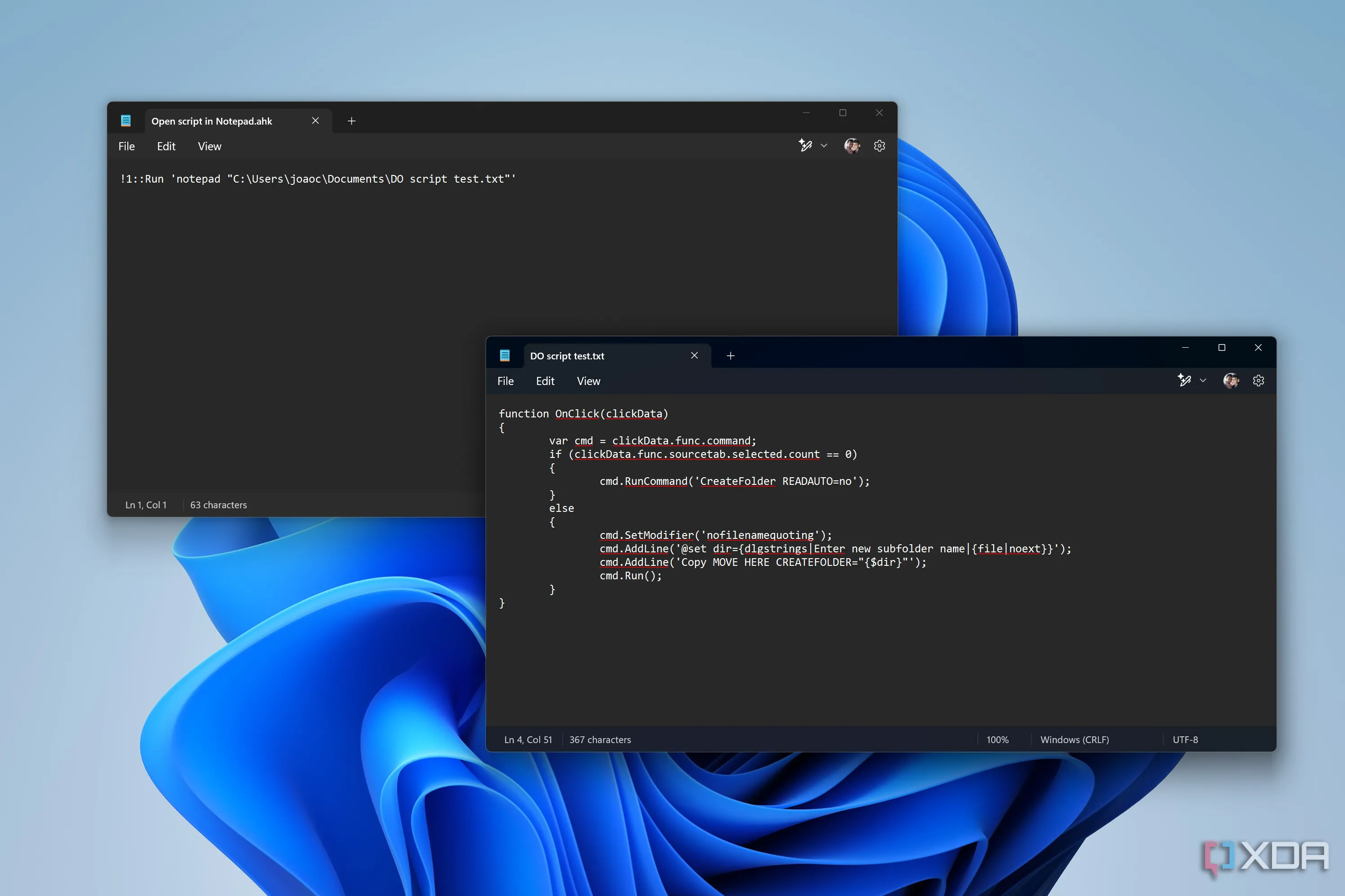 Giao diện Notepad hiển thị script AutoHotKey giúp khởi chạy ứng dụng hoặc mở tệp tin cụ thể bằng phím tắt tùy chỉnh trên Windows