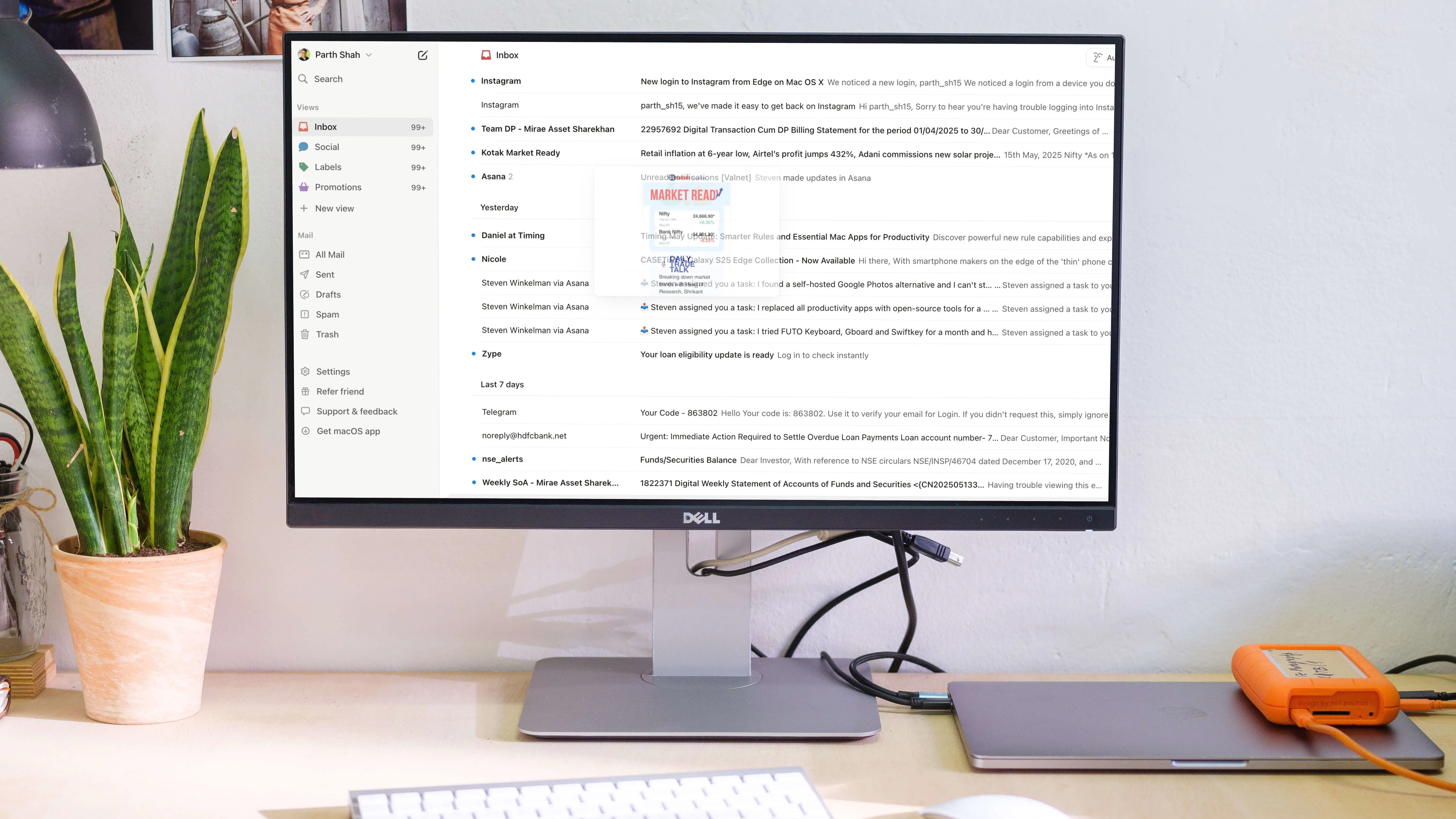 Giao diện Notion Mail trên máy tính