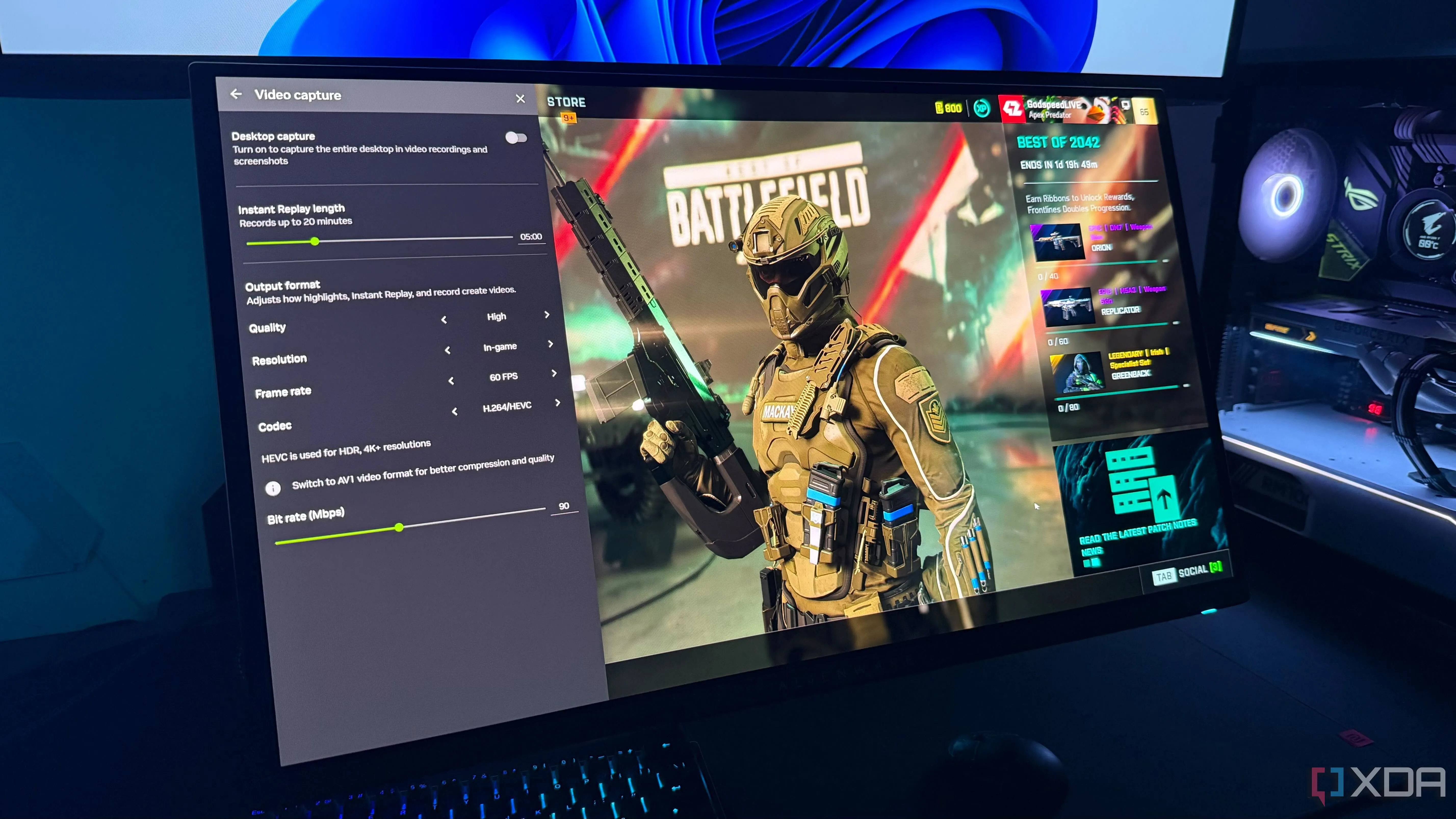 Giao diện overlay của tính năng Nvidia Instant Replay