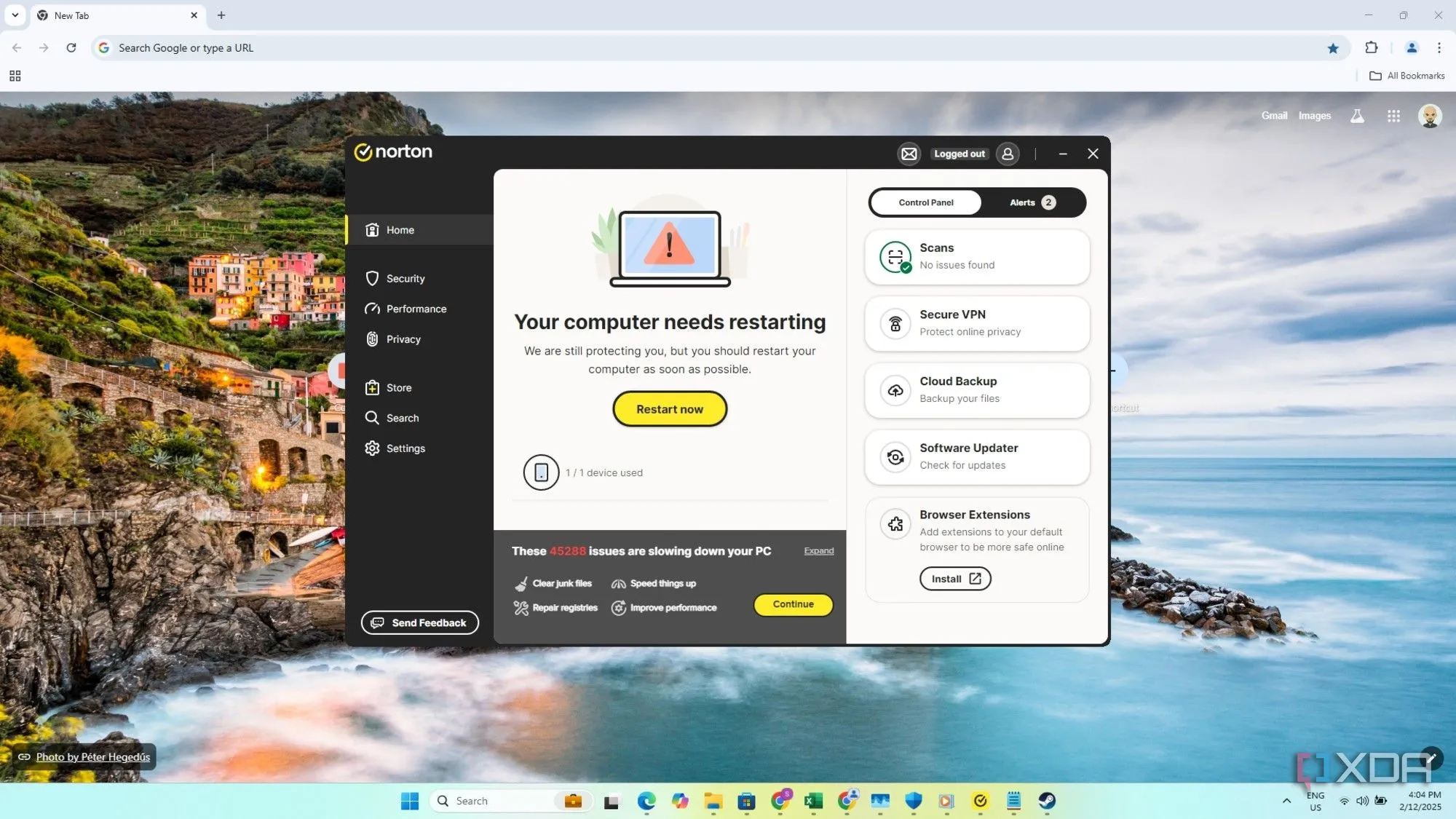 Giao diện phần mềm diệt virus Norton, minh họa tầm quan trọng của việc duy trì bảo vệ chống mã độc và tường lửa