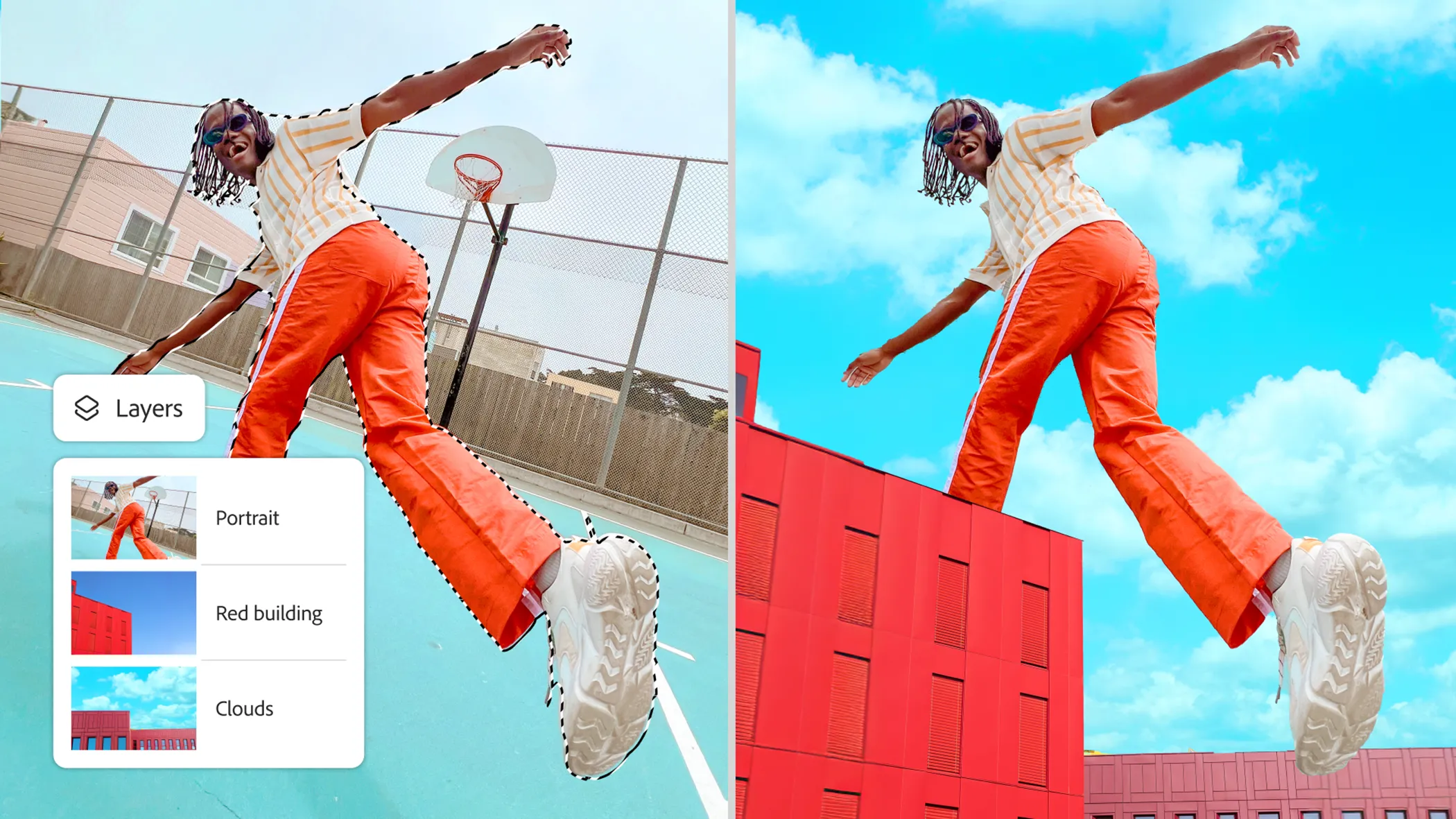 Giao diện Photoshop Mobile minh họa chỉnh sửa ảnh chuyên nghiệp với công cụ chọn đối tượng AI