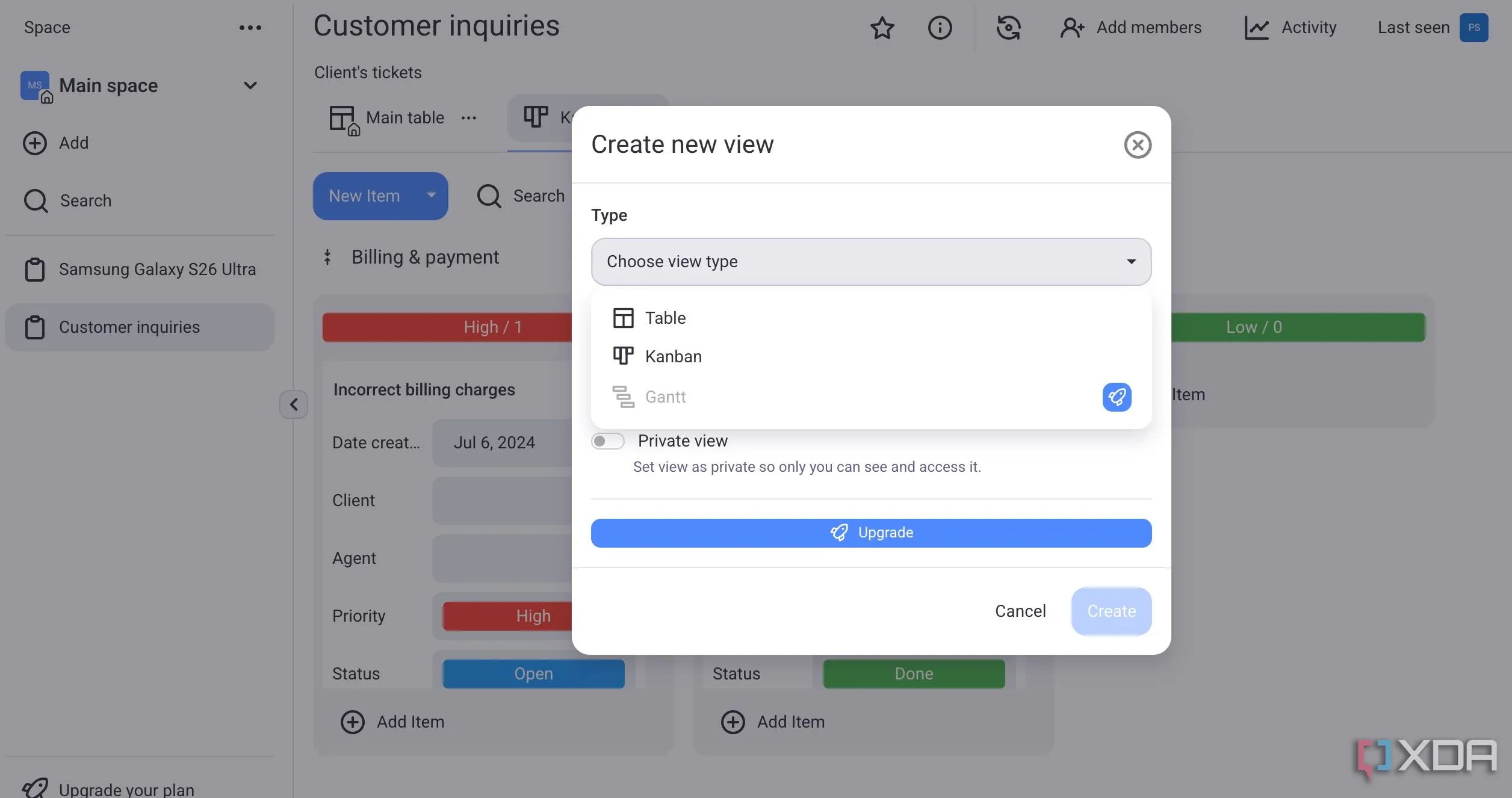 Giao diện Plaky với nhiều chế độ xem như Bảng, Kanban, Gantt giúp quản lý dự án linh hoạt.