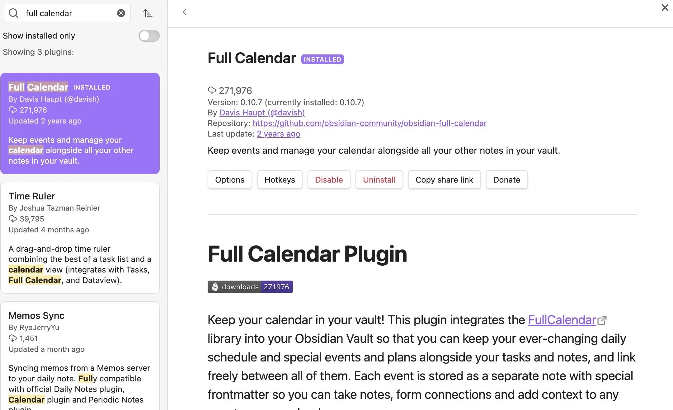 Giao diện plugin Full Calendar hiển thị các sự kiện được tổ chức trong Obsidian, minh họa khả năng tích hợp lịch.