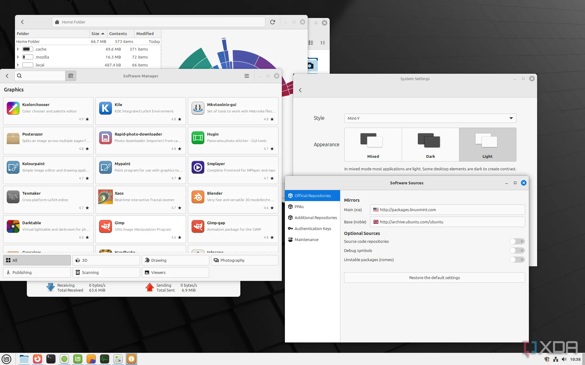 Giao diện quản lý phần mềm của Linux Mint, cho phép cài đặt ứng dụng dễ dàng.